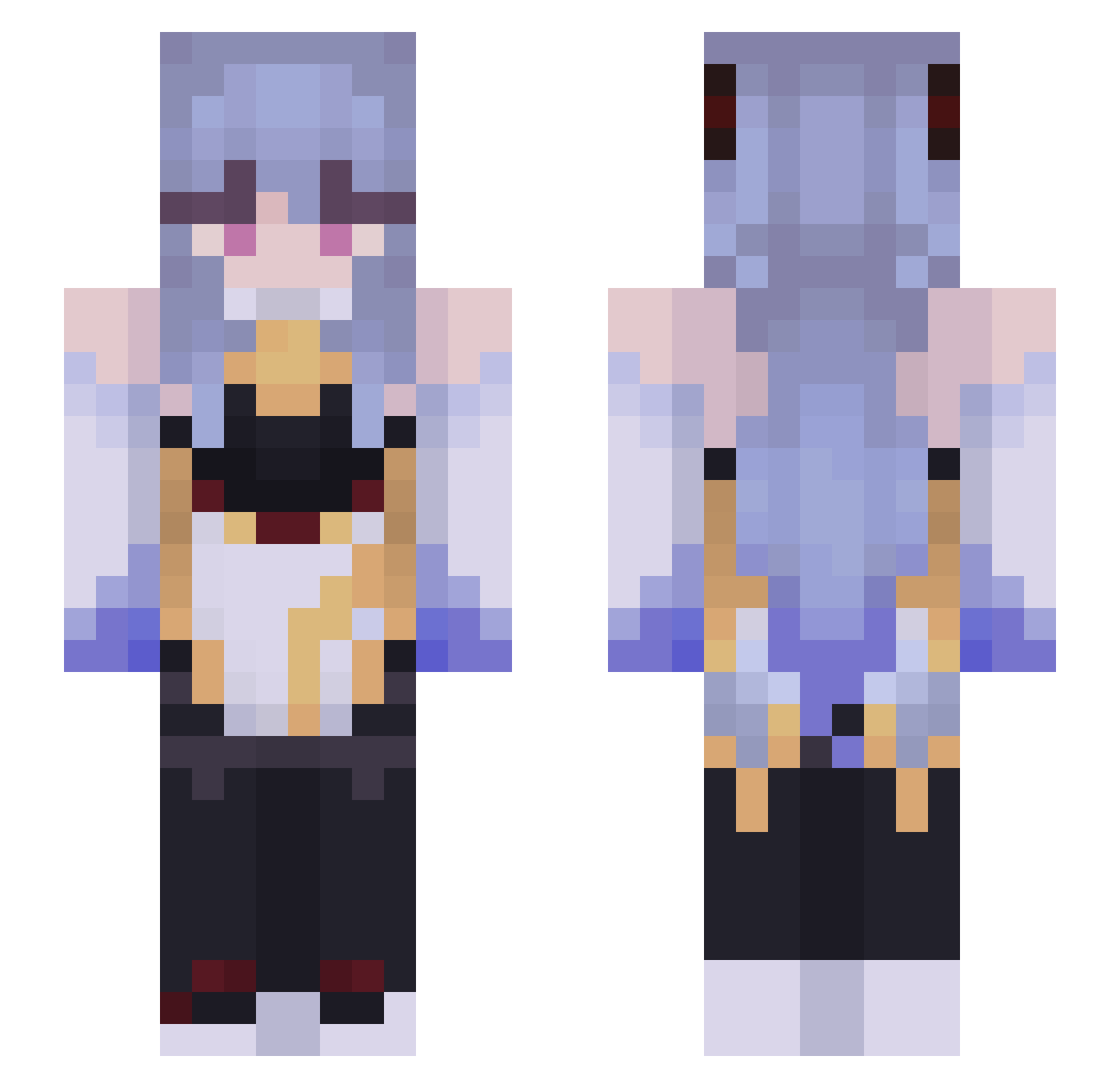 jamnyang Minecraft skin, front and back view
