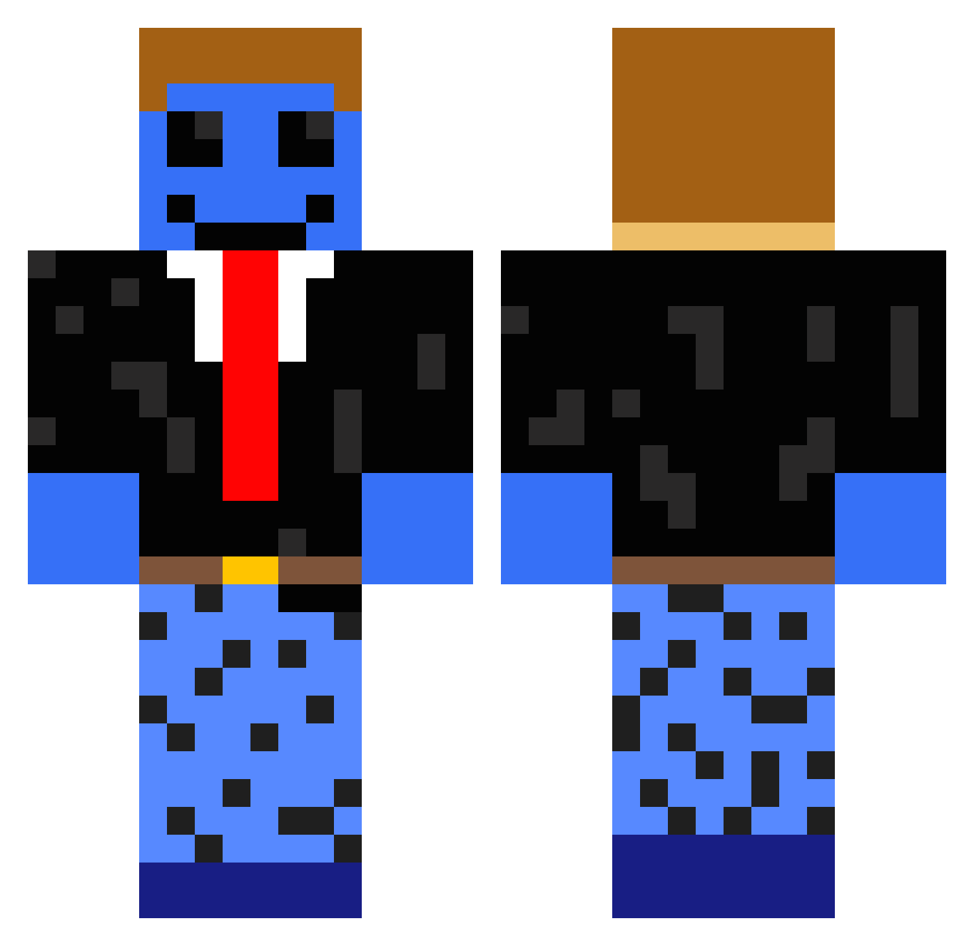 FunkyMonky3000 Minecraft skin, front and back view
