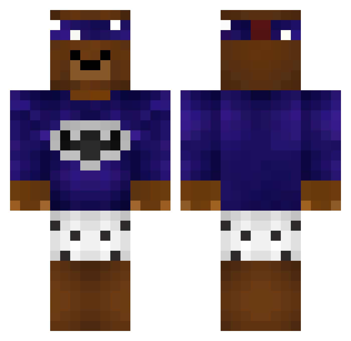 Outlinger Minecraft skin, front and back view
