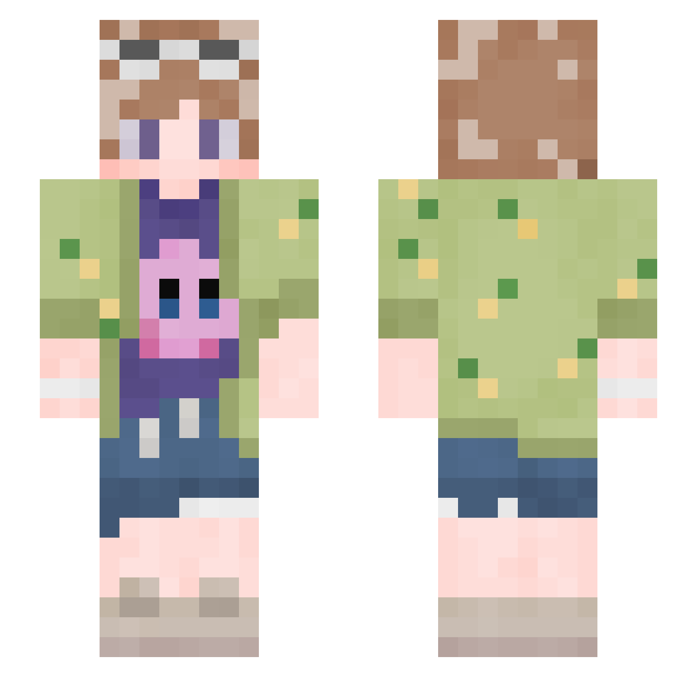XdsHka Minecraft skin, front and back view