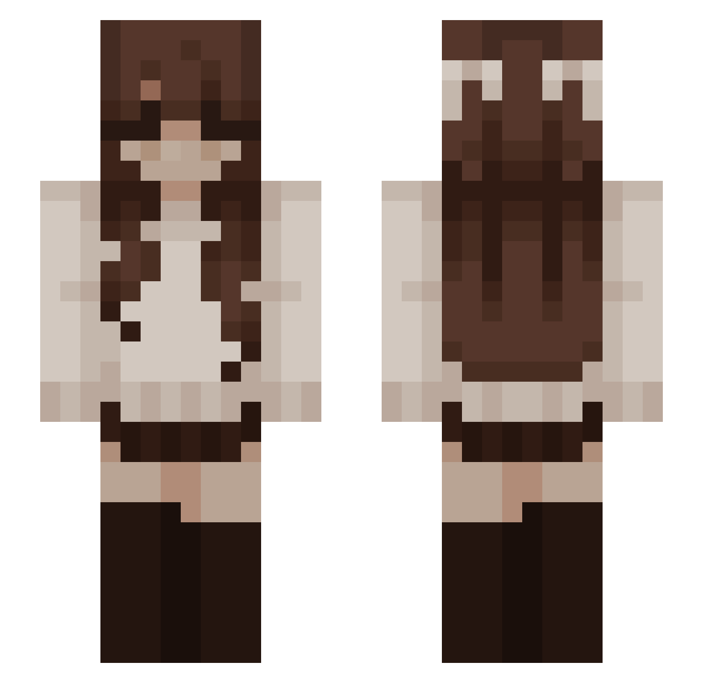 ilivi Minecraft skin, front and back view