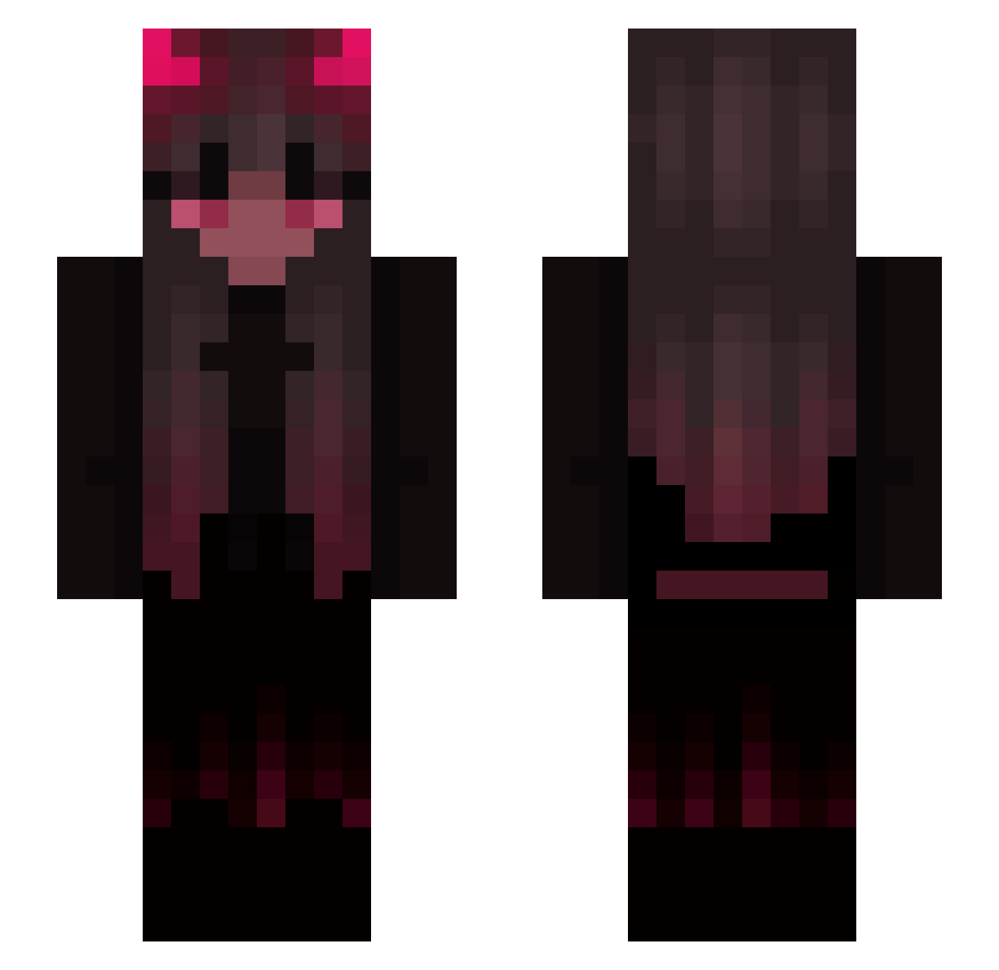 Hunttr3ss Minecraft skin, front and back view