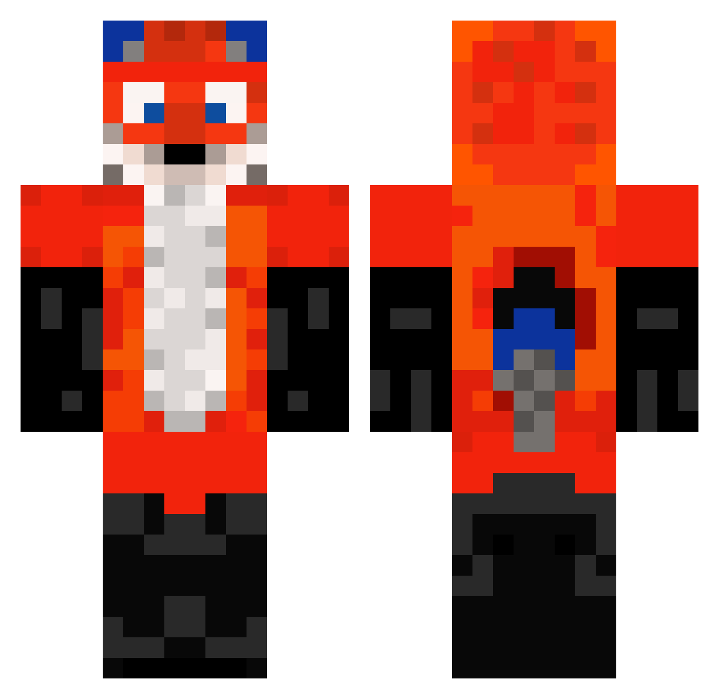 Sneering Minecraft skin, front and back view