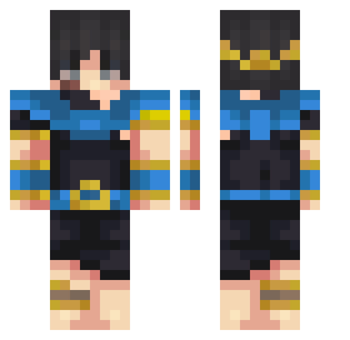 Rujakacang Minecraft skin, front and back view