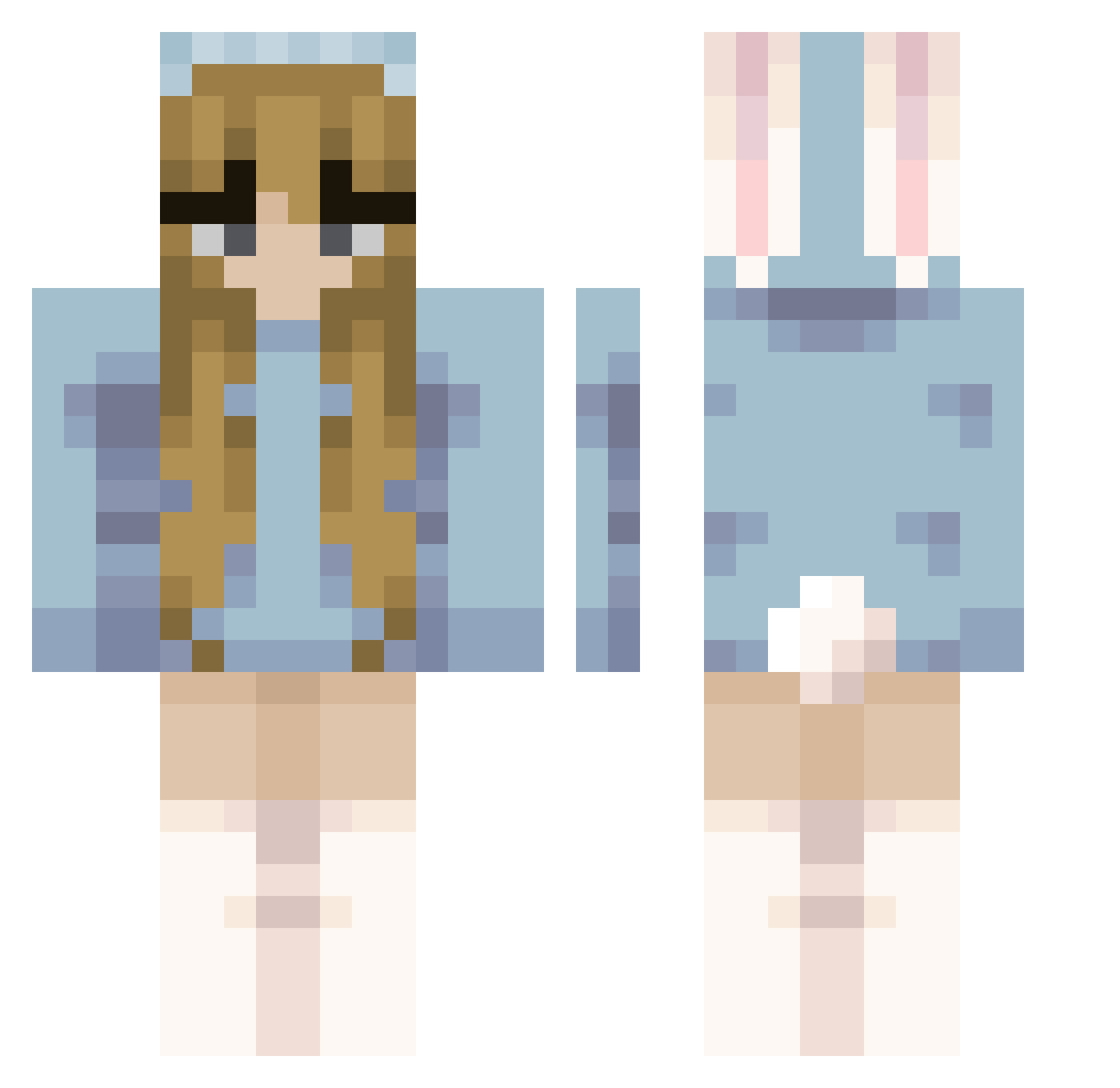 tonxski Minecraft skin, front and back view
