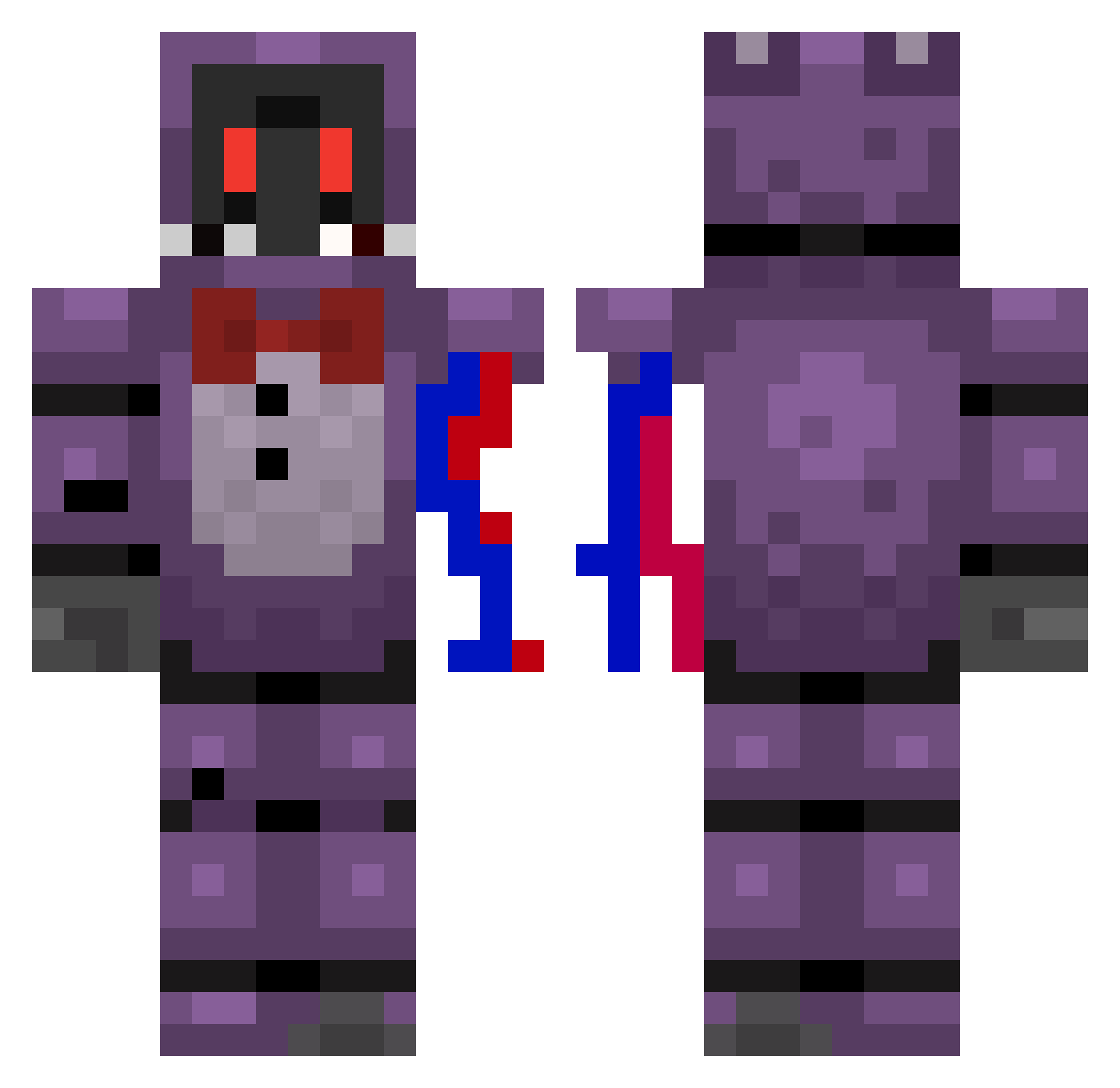 CandelaP Minecraft skin, front and back view