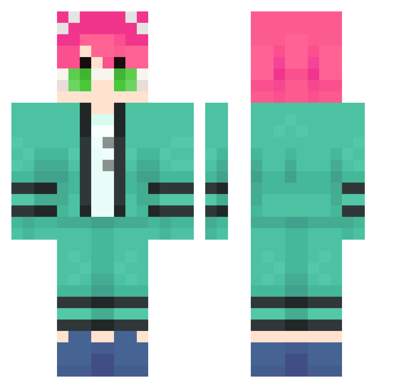 zombozz Minecraft skin, front and back view