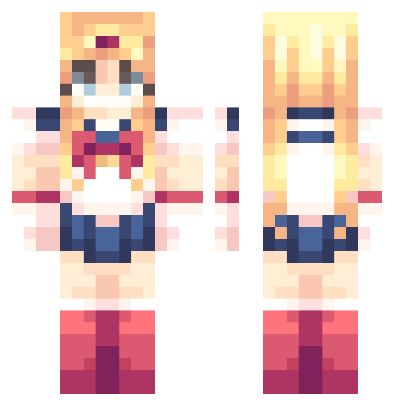 Infancy Minecraft skin, front and back view
