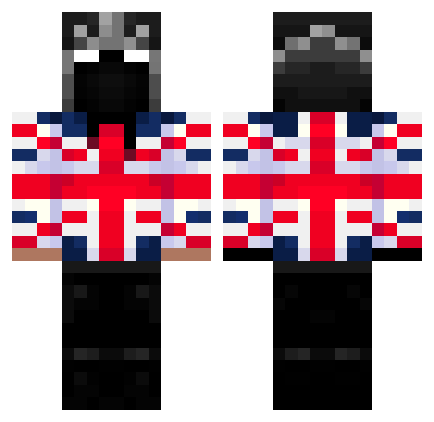 smothing Minecraft skin, front and back view