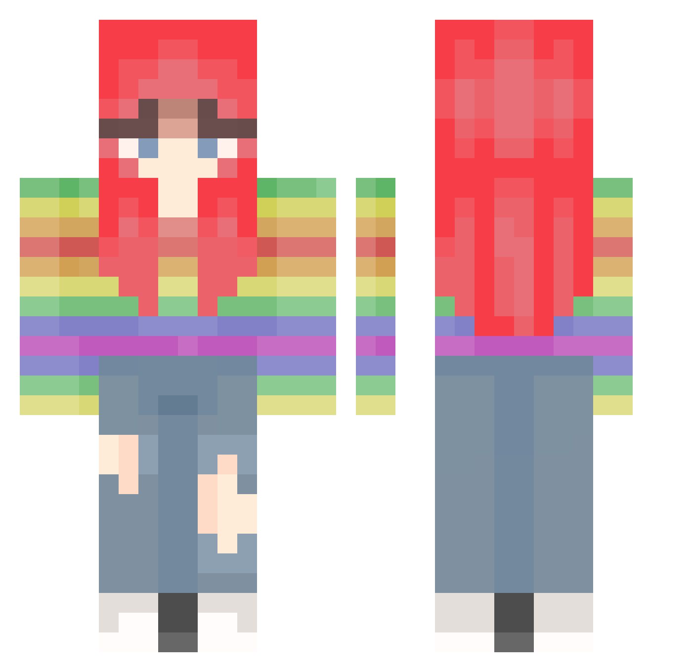 semipeaceful Minecraft skin, front and back view