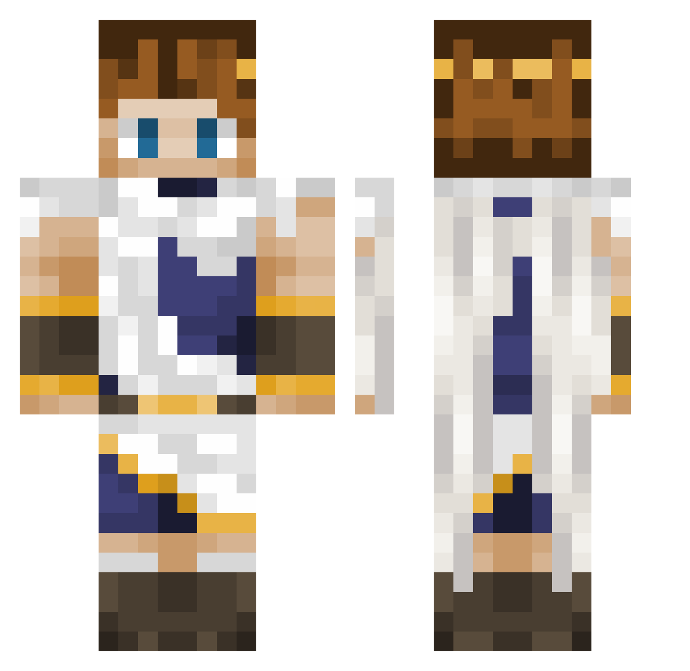 Nleafi Minecraft skin, front and back view