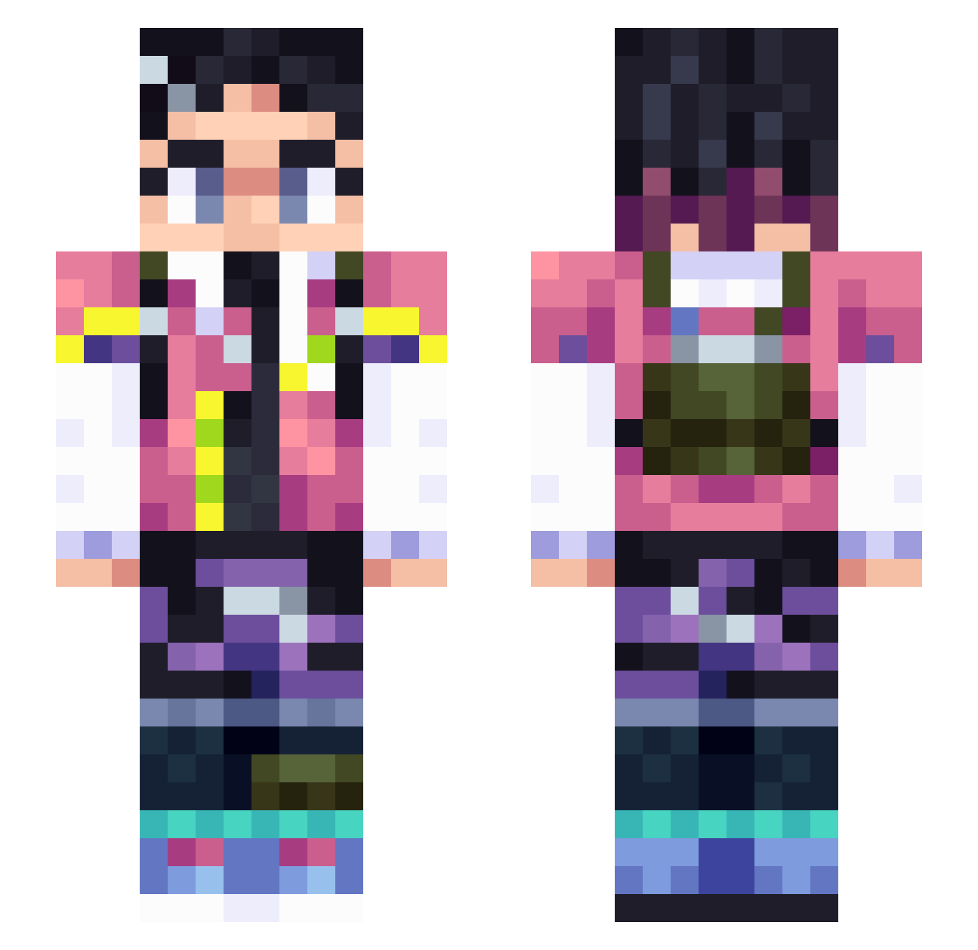erlecko Minecraft skin, front and back view