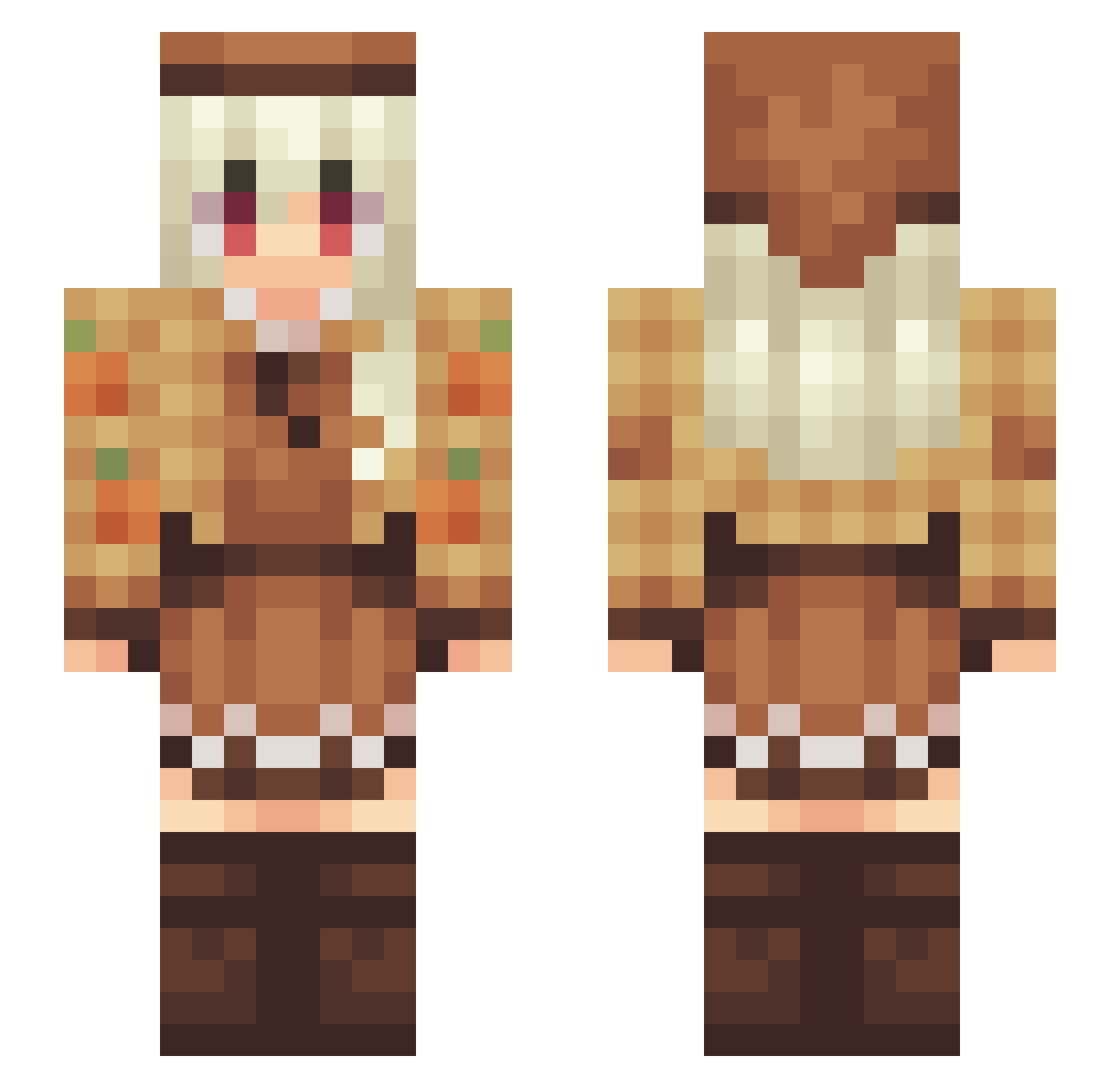 ellielikeswomen Minecraft skin, front and back view