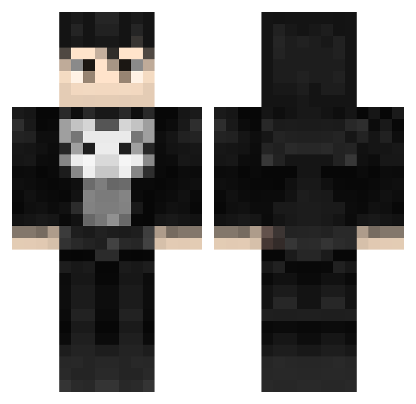 Maniegg Minecraft skin, front and back view