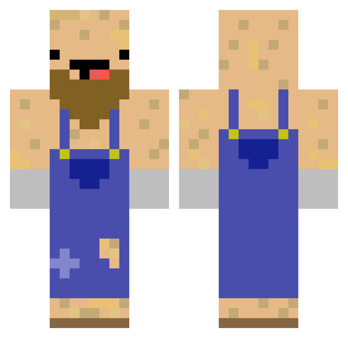 Freckled Minecraft skin, front and back view