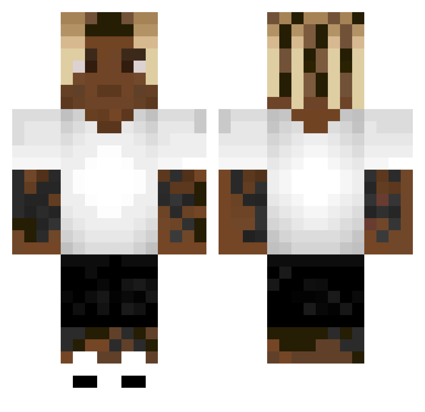 Skoeee Minecraft skin, front and back view