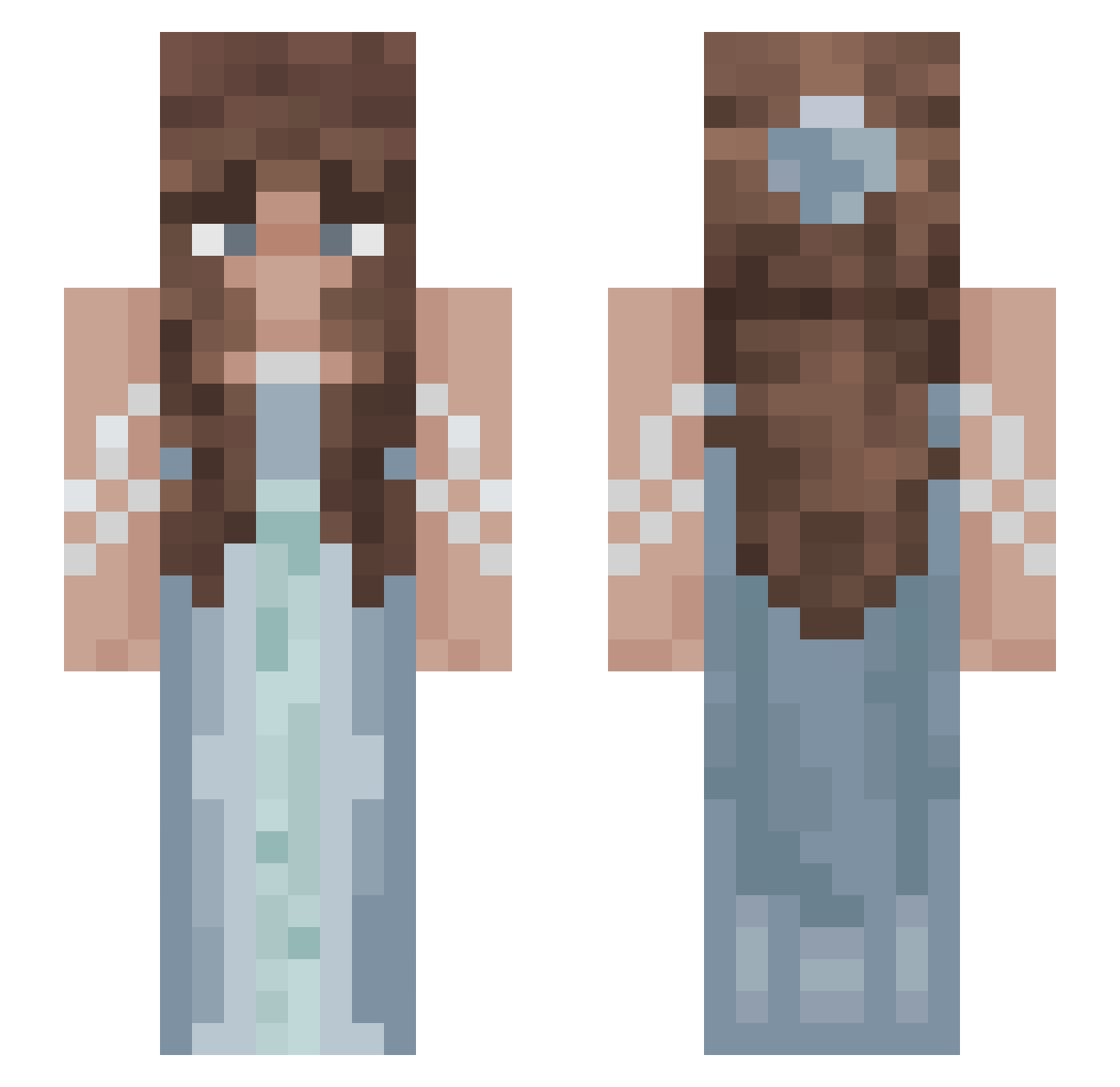 fluzu Minecraft skin, front and back view