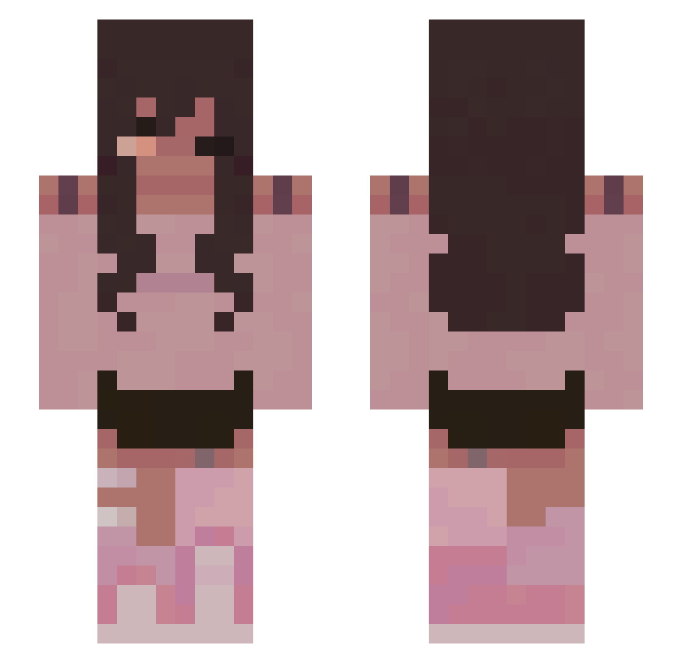 YaNg134 Minecraft skin, front and back view