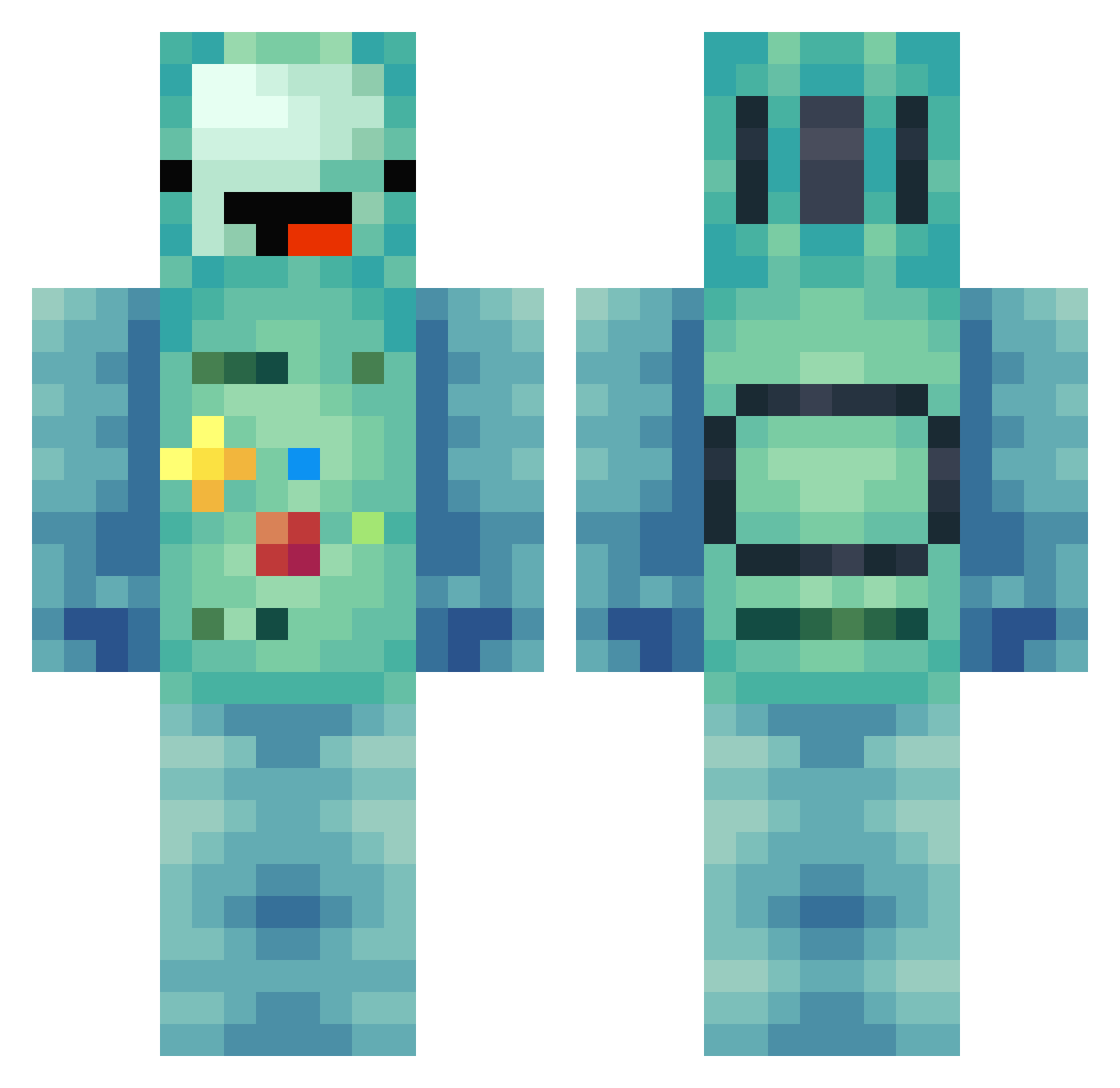 GWIKU Minecraft skin, front and back view
