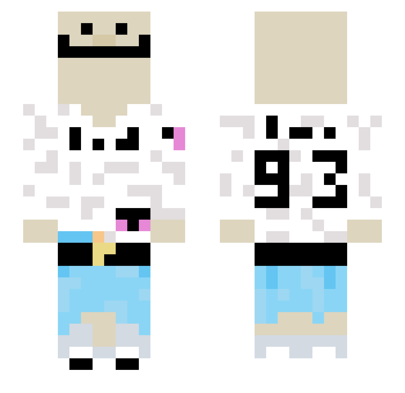 pringlespell Minecraft skin, front and back view