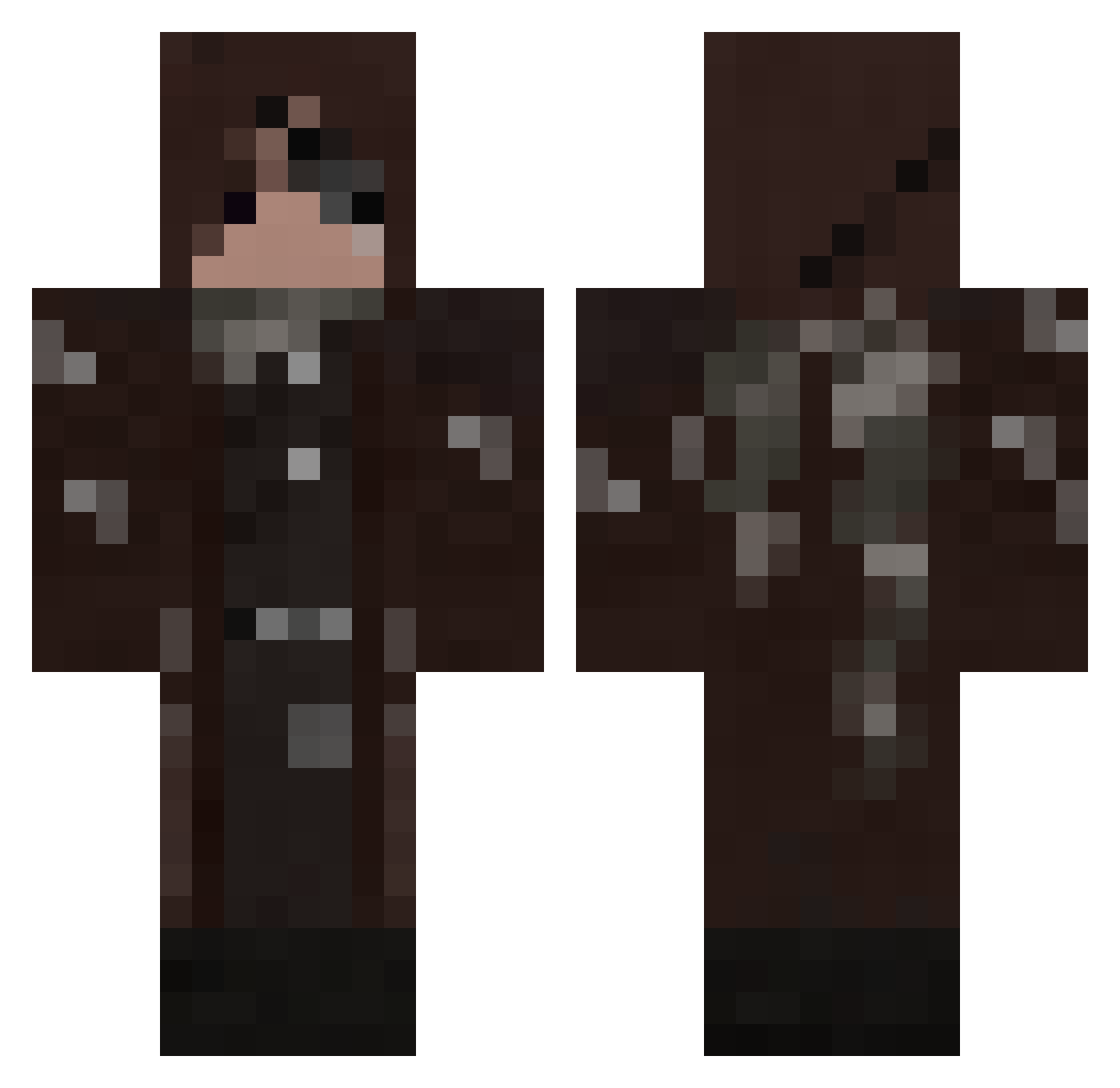 PTurnuke Minecraft skin, front and back view