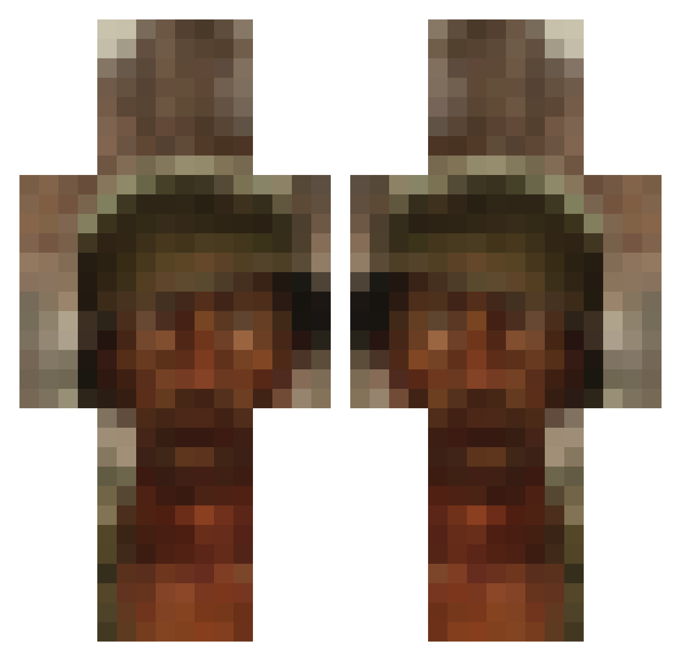 Defblood Minecraft skin, front and back view