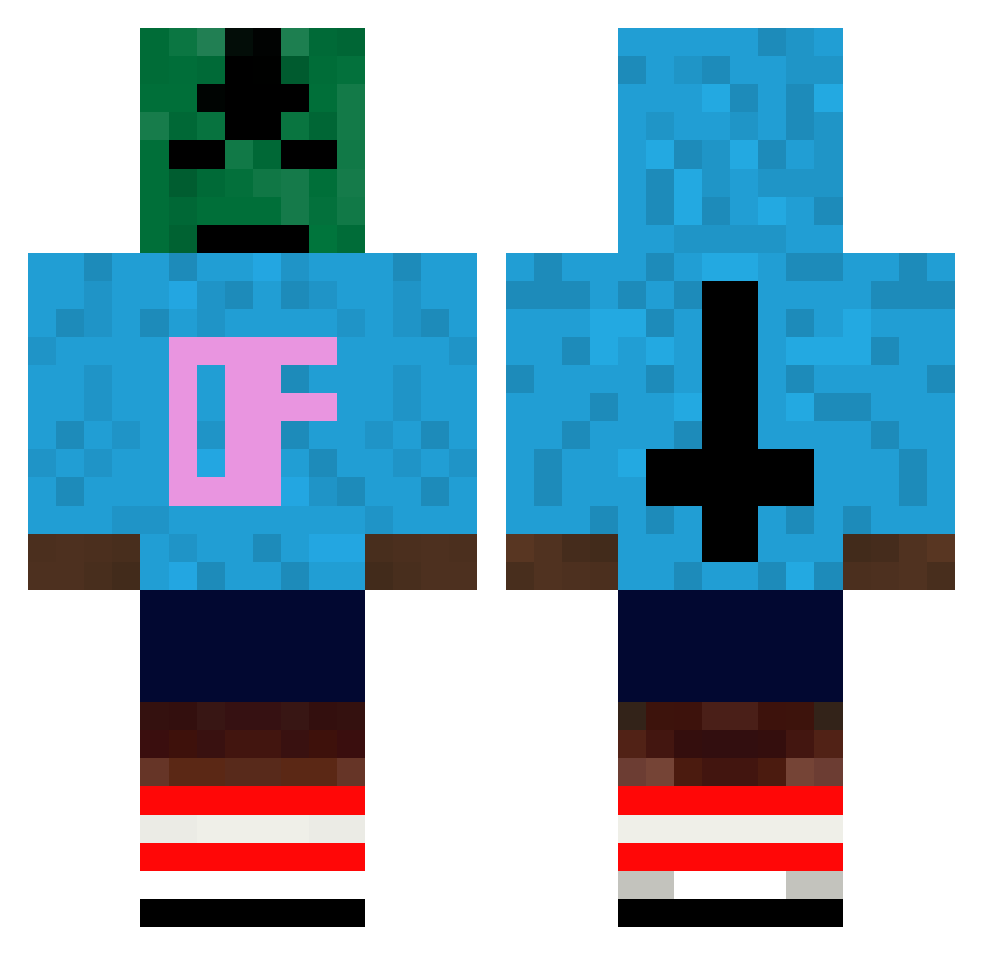 Delinquent Minecraft skin, front and back view