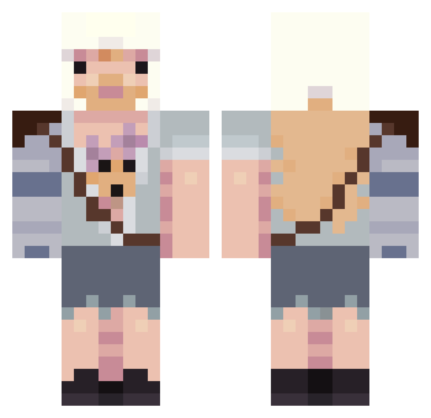 tioturned Minecraft skin, front and back view