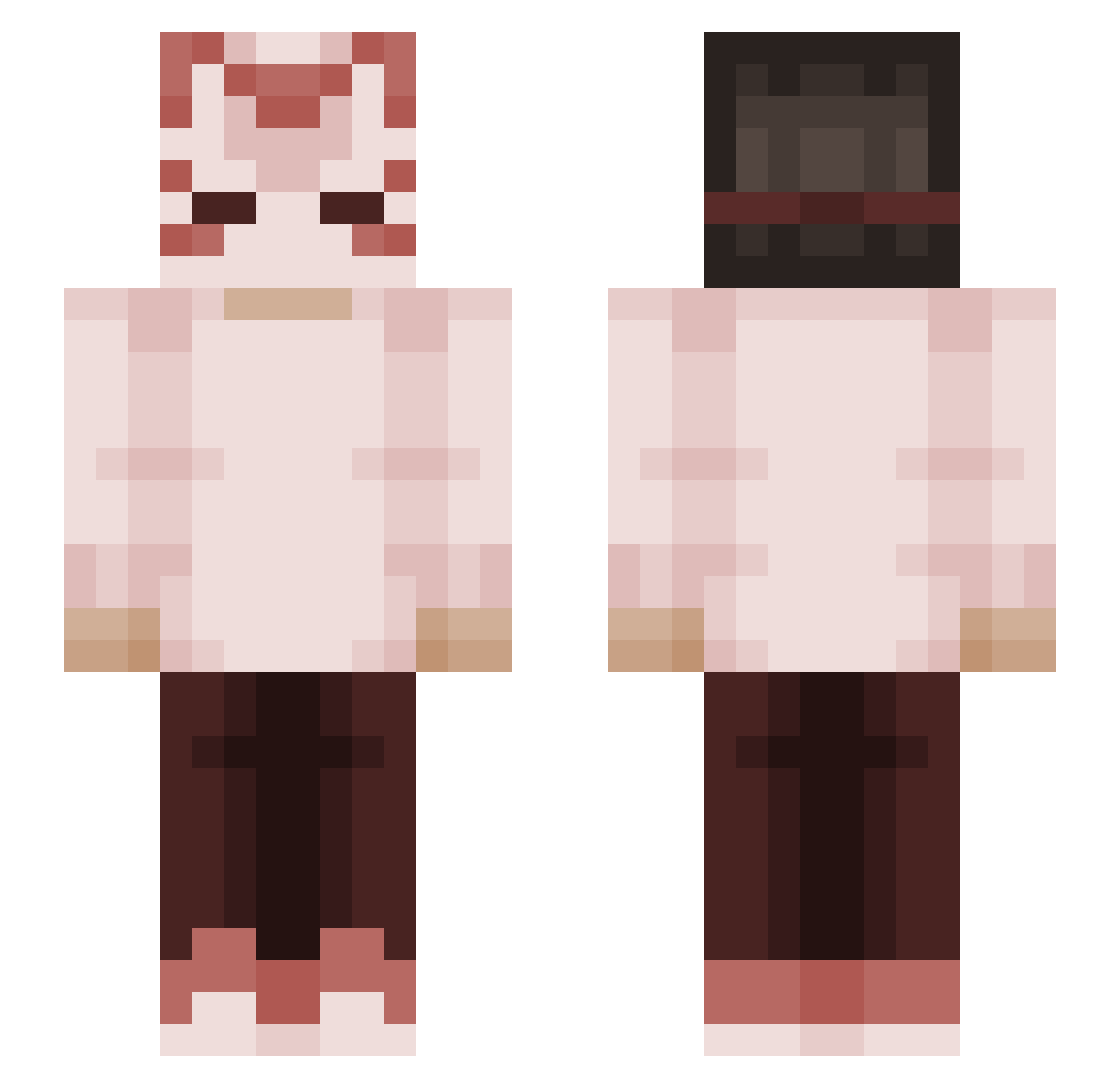 axodelian Minecraft skin, front and back view