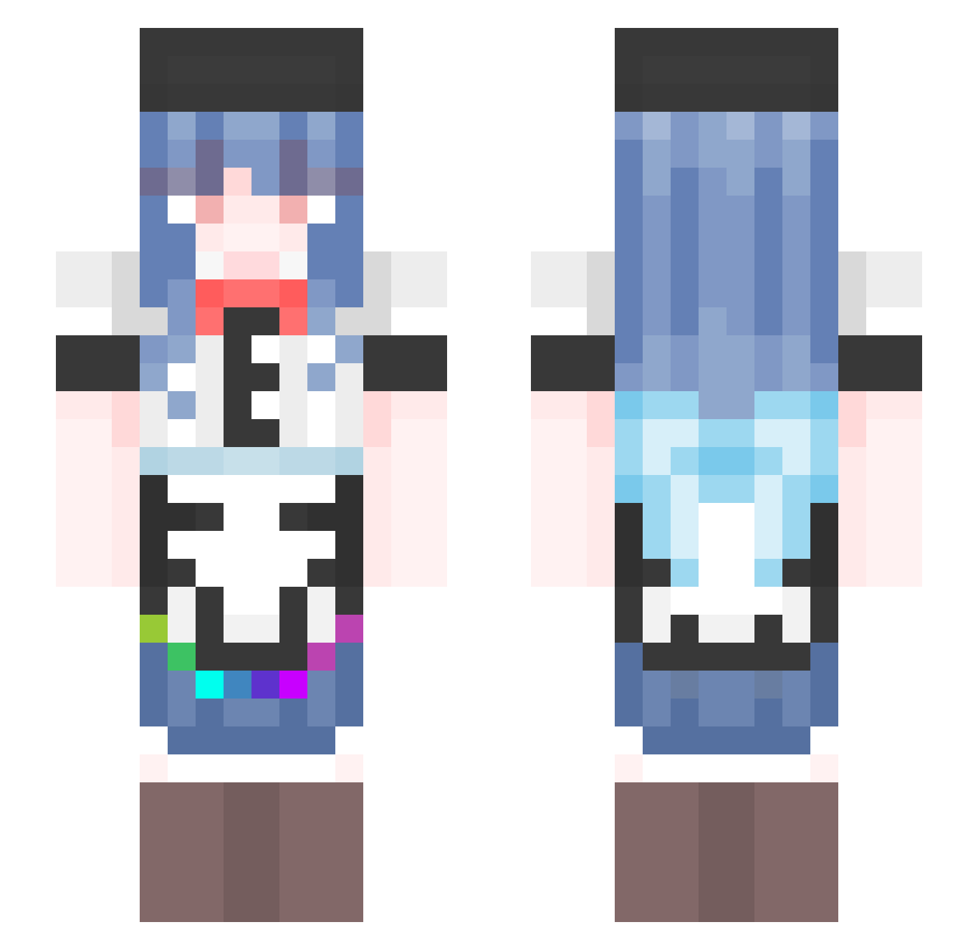 Nexdore Minecraft skin, front and back view