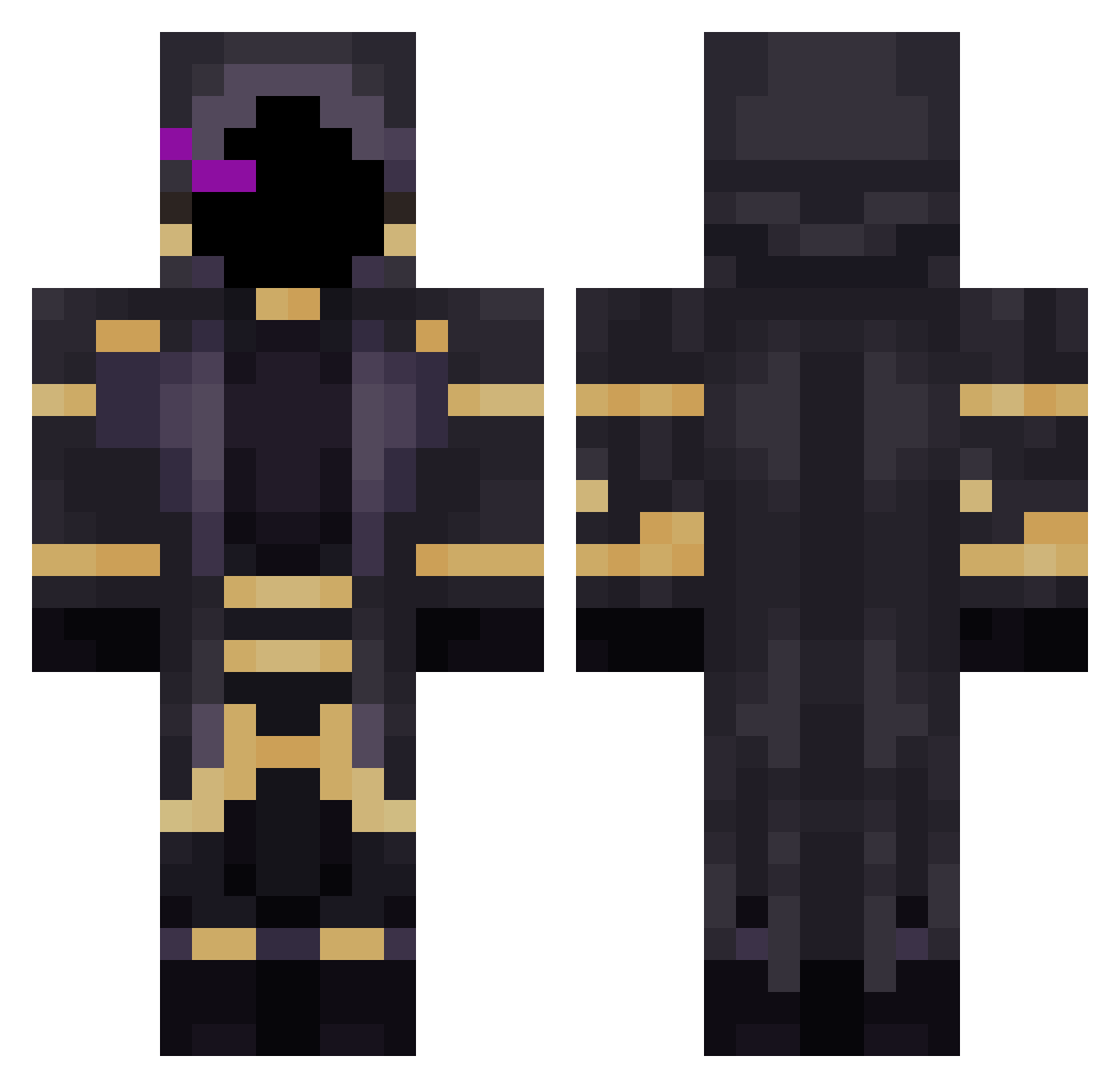 Ex_clamation Minecraft skin, front and back view