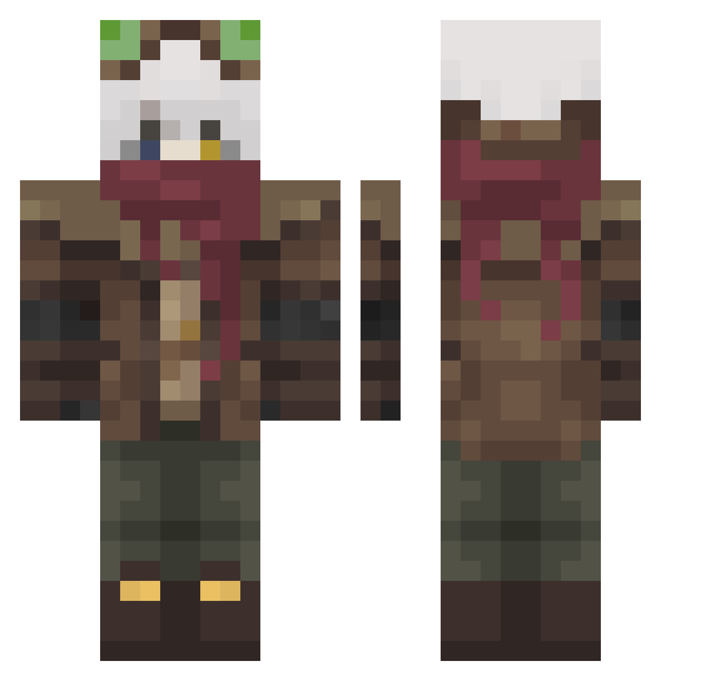 Carrolha Minecraft skin, front and back view