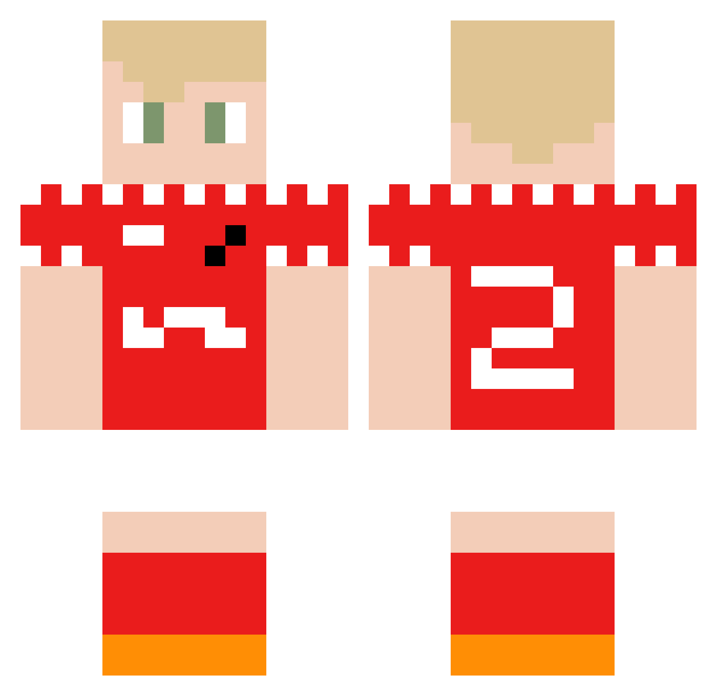 Infernape_Gaming Minecraft skin, front and back view