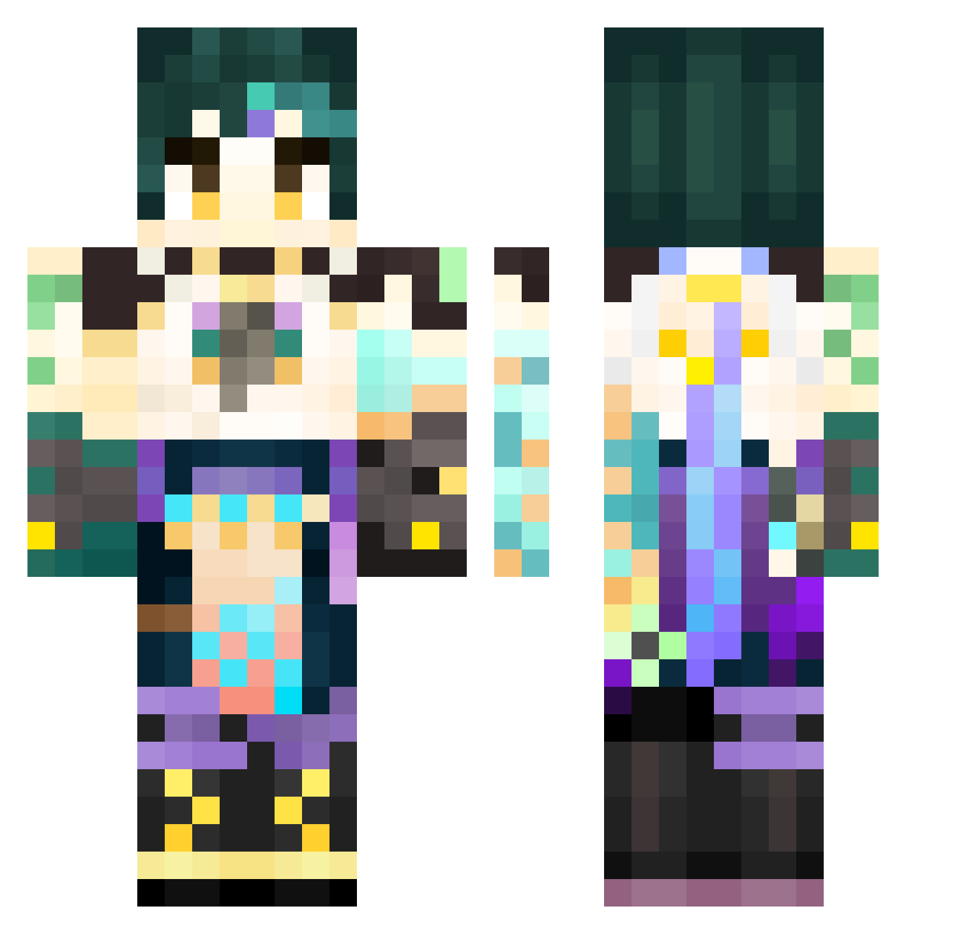 soilsoos Minecraft skin, front and back view