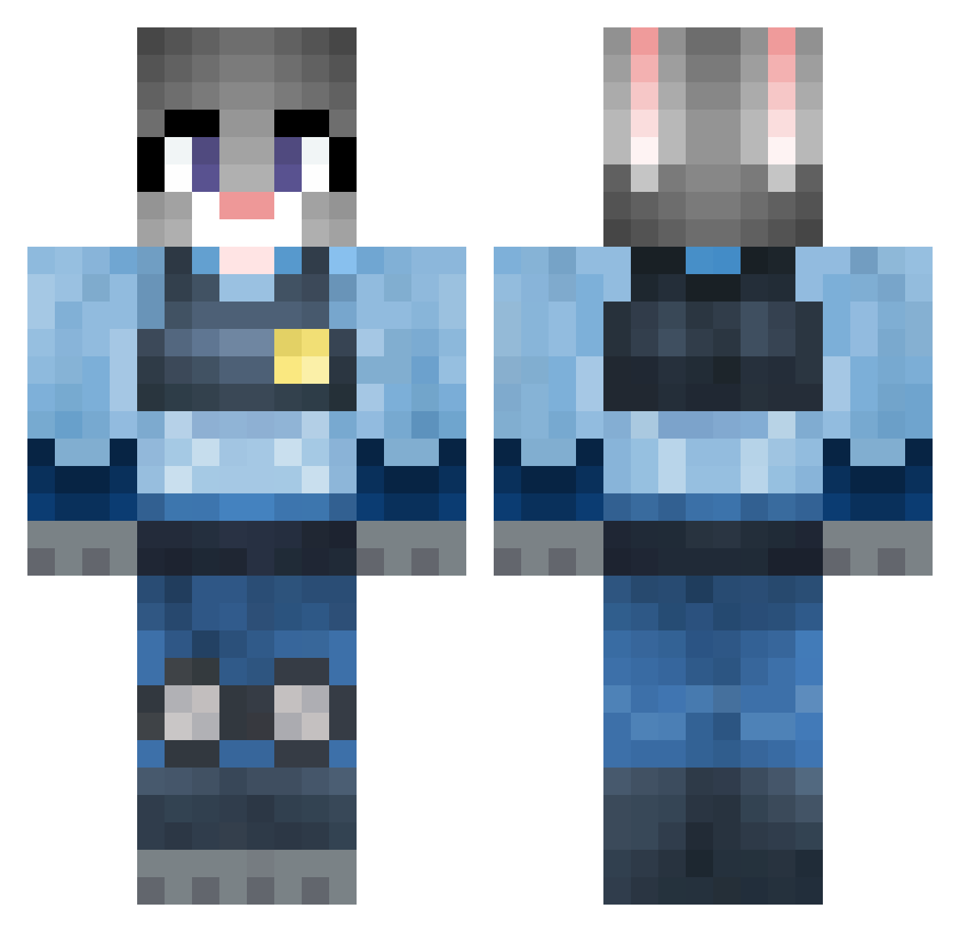 adamelijah Minecraft skin, front and back view