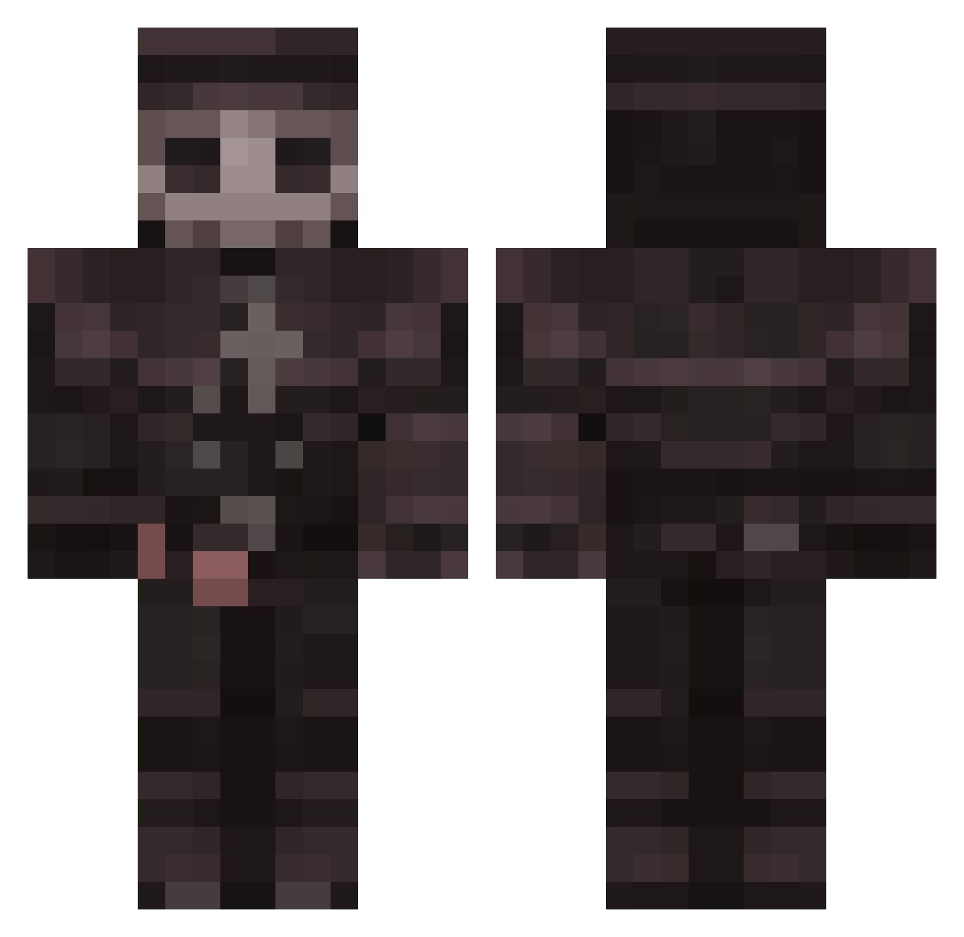 Forox Minecraft skin, front and back view