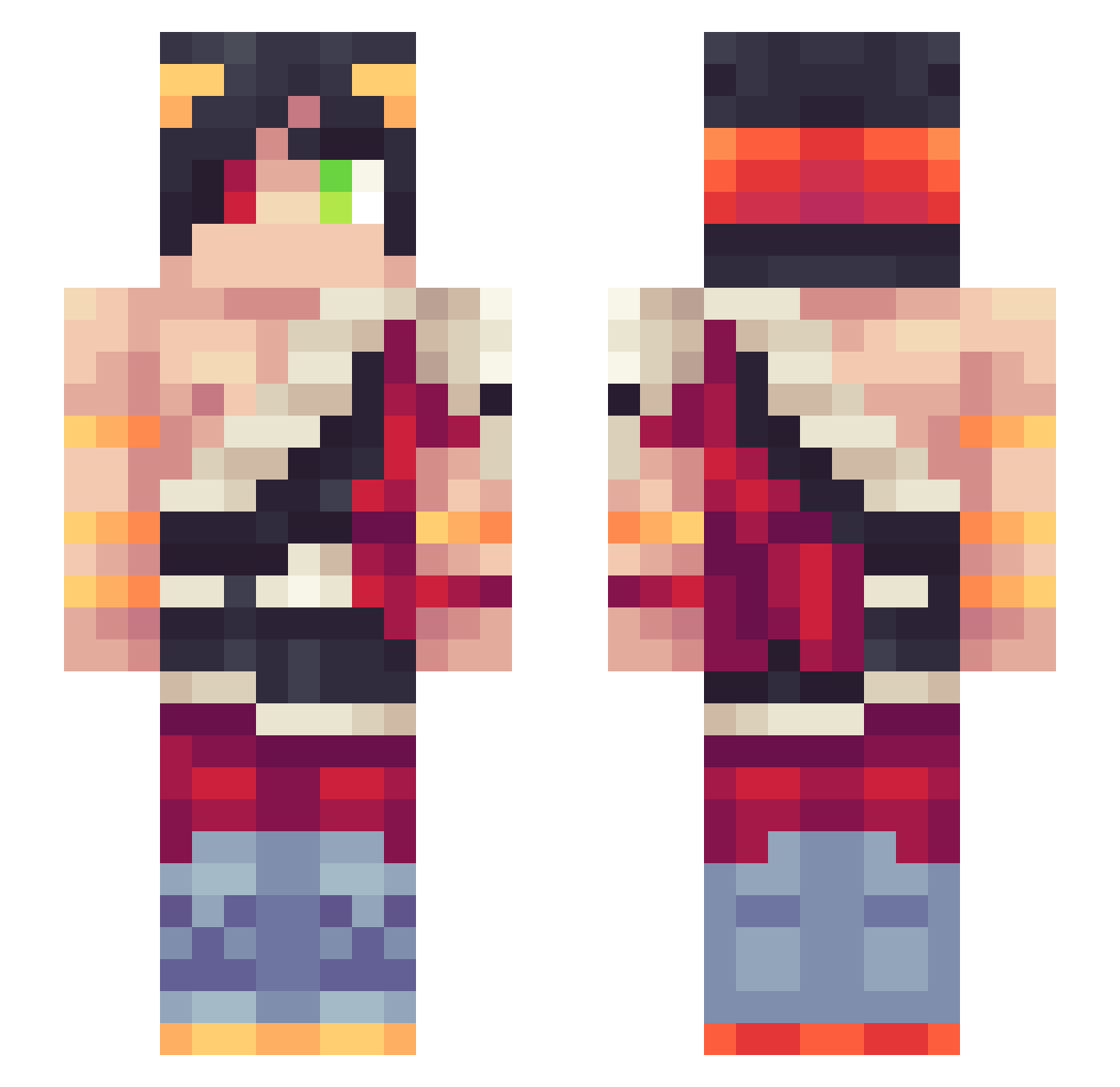 SulfuricDevil Minecraft skin, front and back view