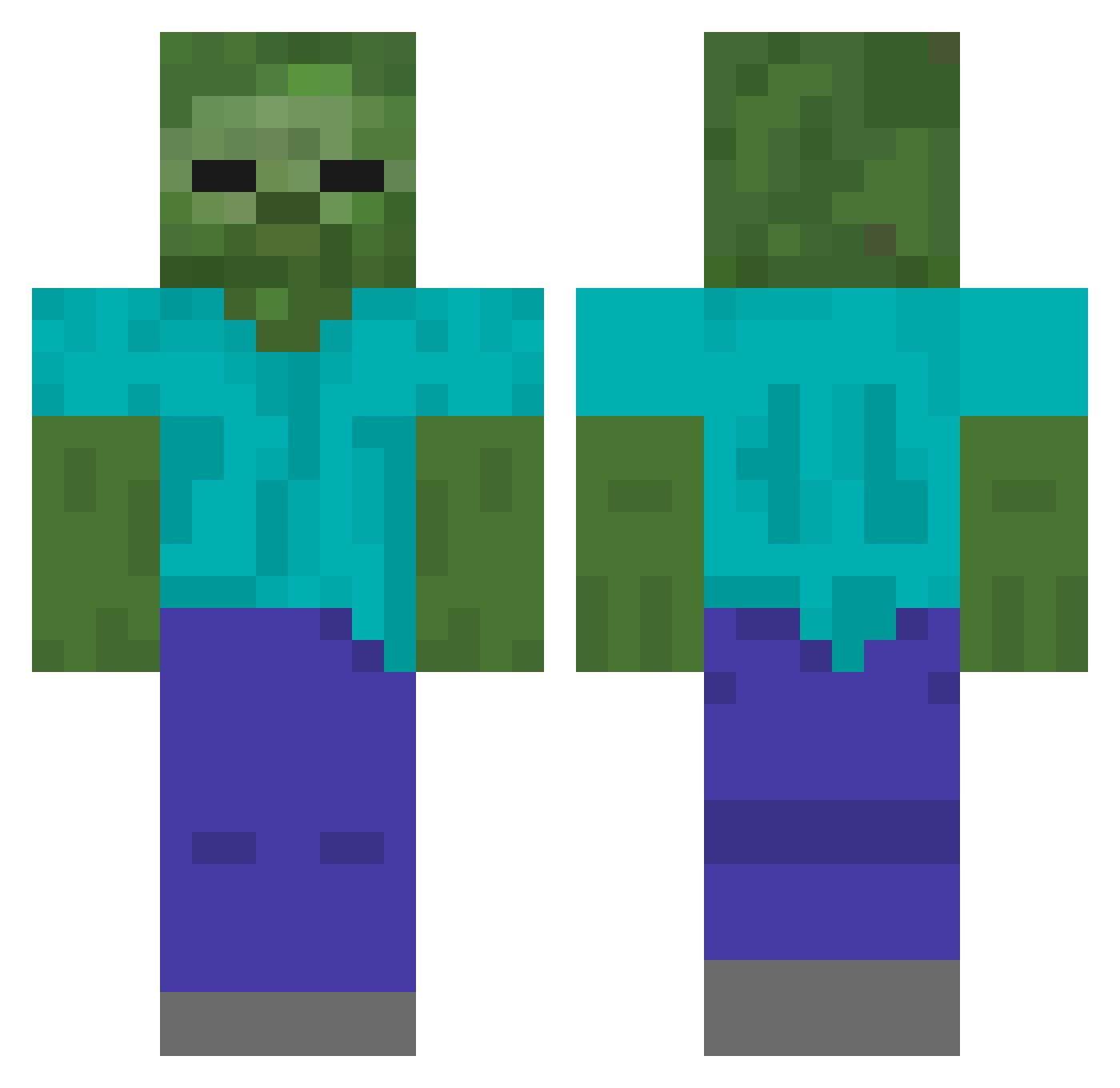 octawood Minecraft skin, front and back view