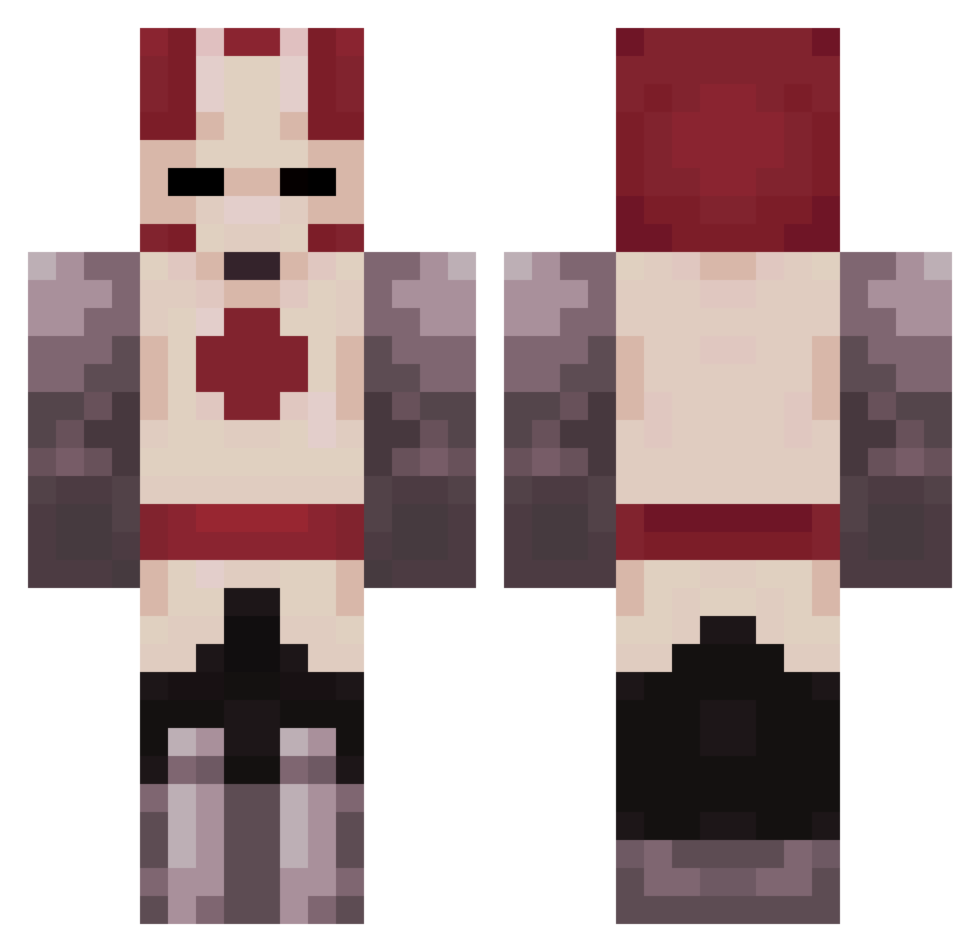 xFudge Minecraft skin, front and back view