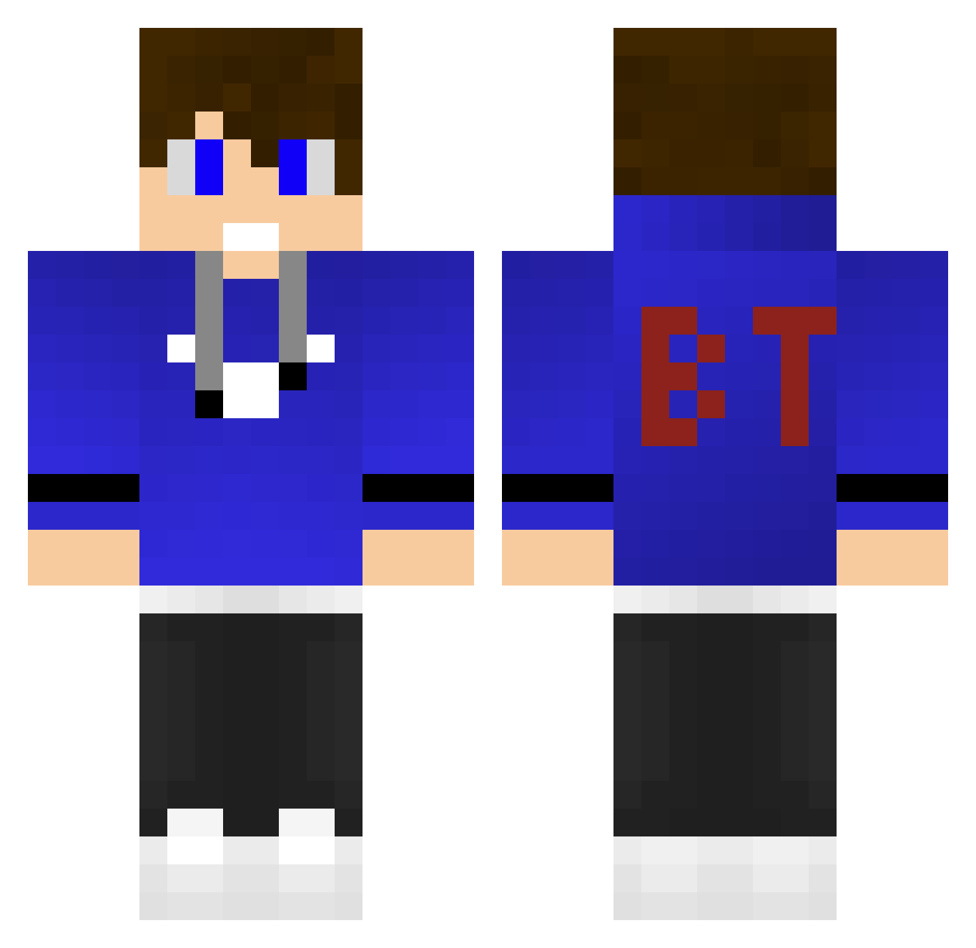 Ragdounet Minecraft skin, front and back view