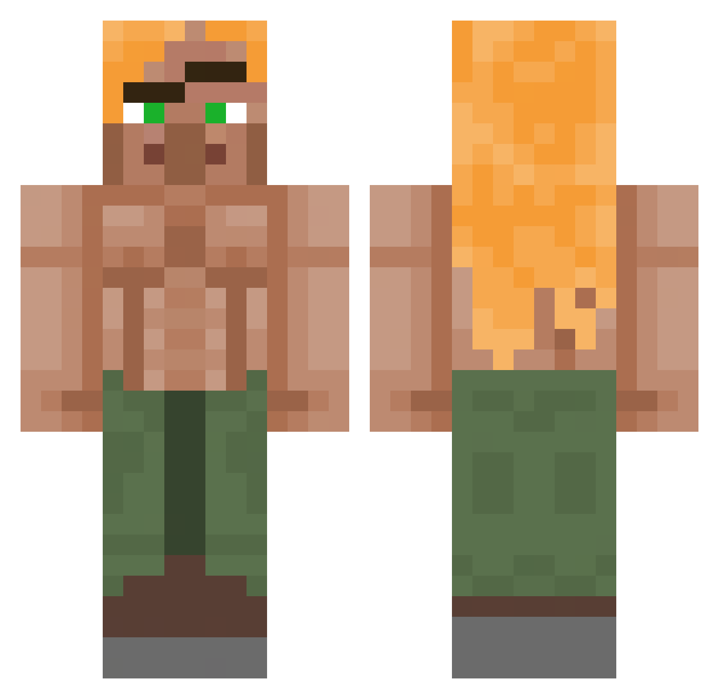 SuculantWarrior Minecraft skin, front and back view