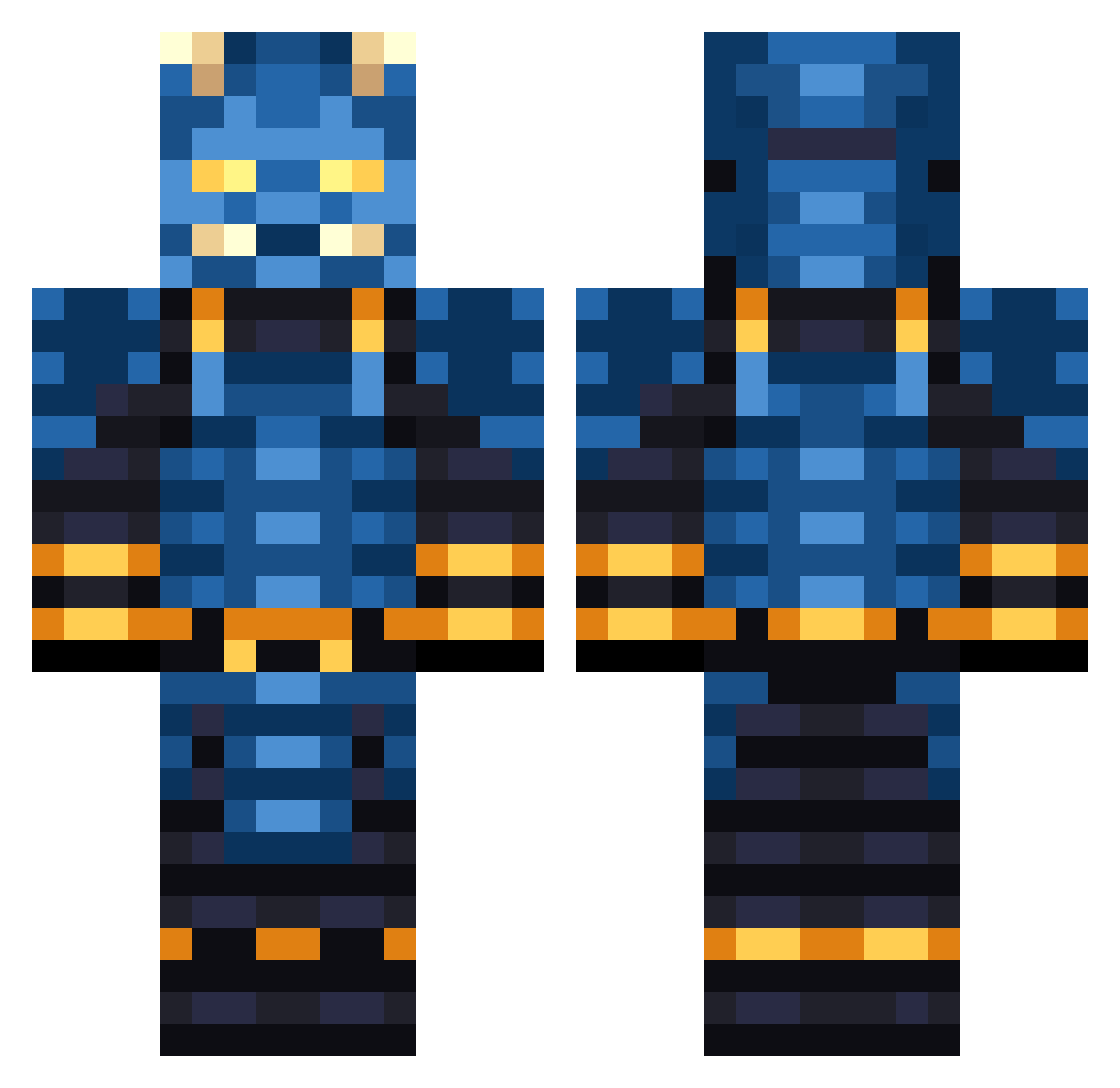 Tabulating Minecraft skin, front and back view