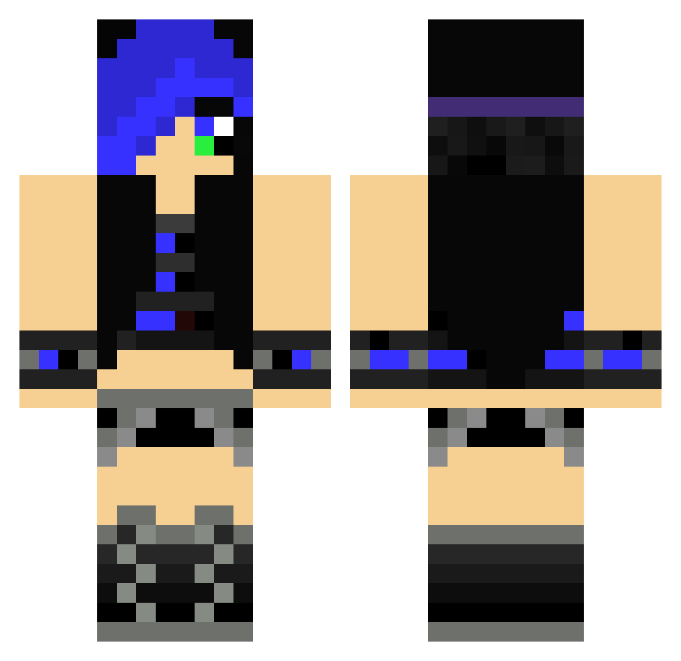 MochaJ Minecraft skin, front and back view