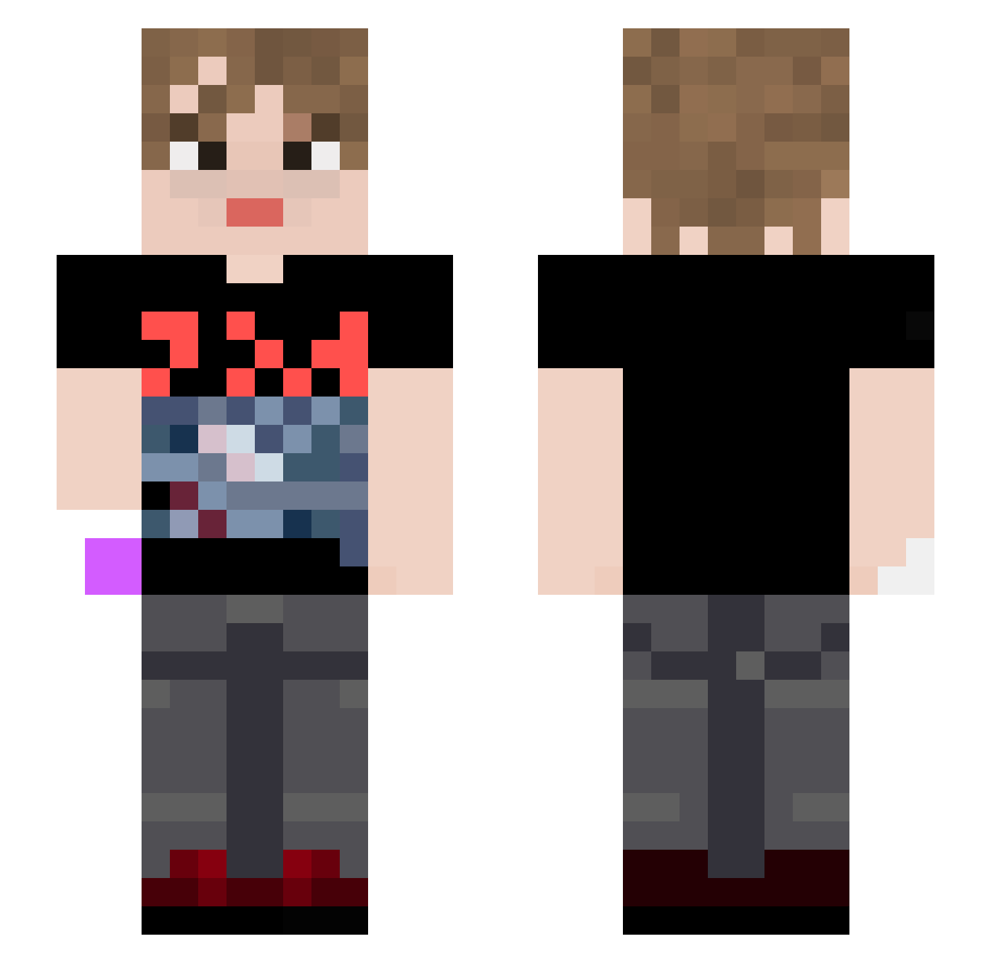 wentbrazy Minecraft skin, front and back view