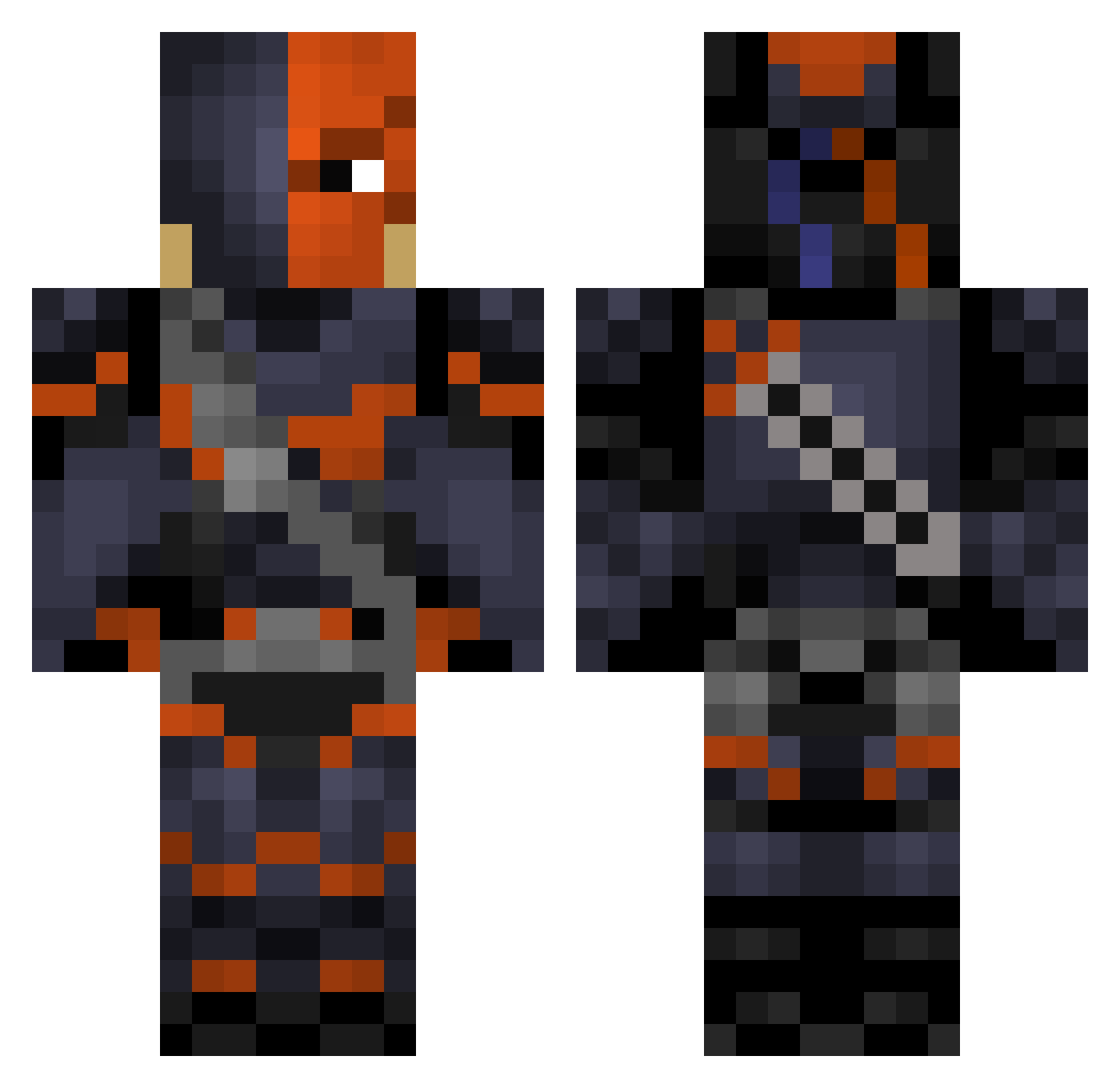 TanayWarrior Minecraft skin, front and back view