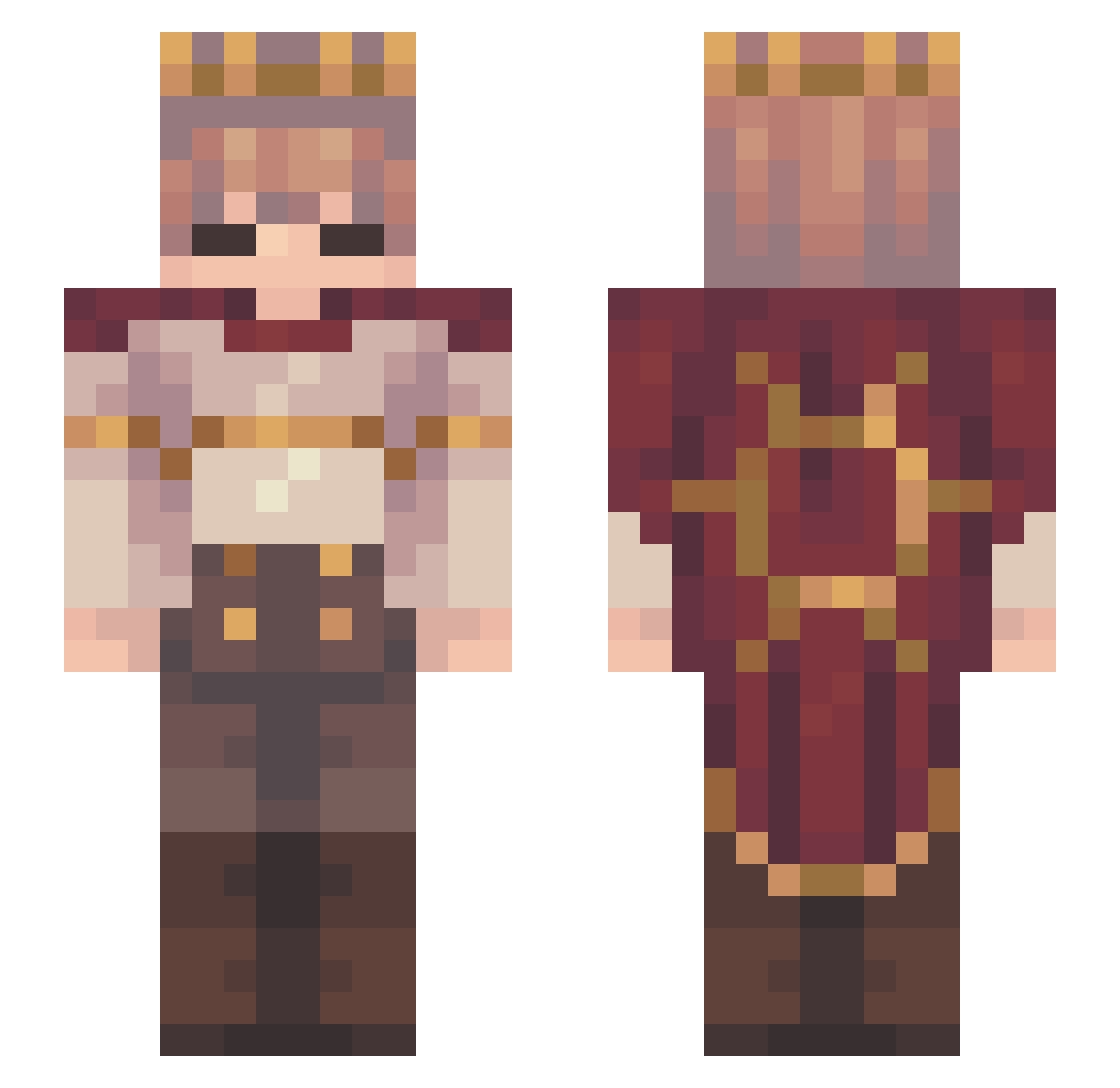 PrinceArs Minecraft skin, front and back view