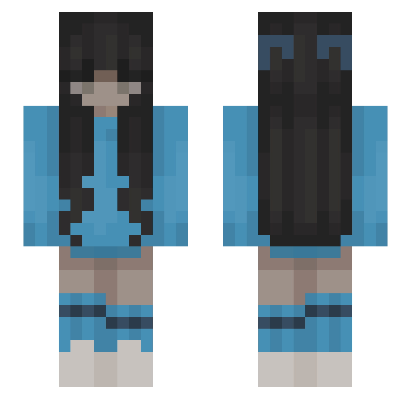 biejka Minecraft skin, front and back view