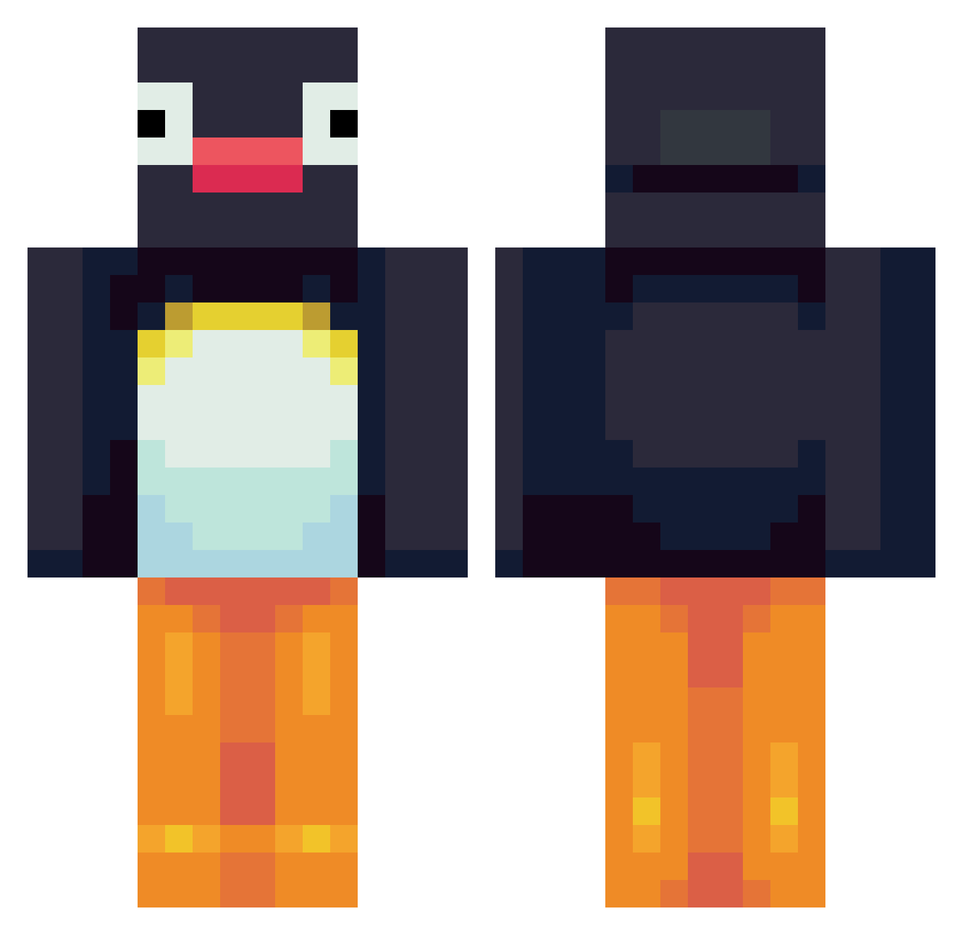 Cyanus Minecraft skin, front and back view