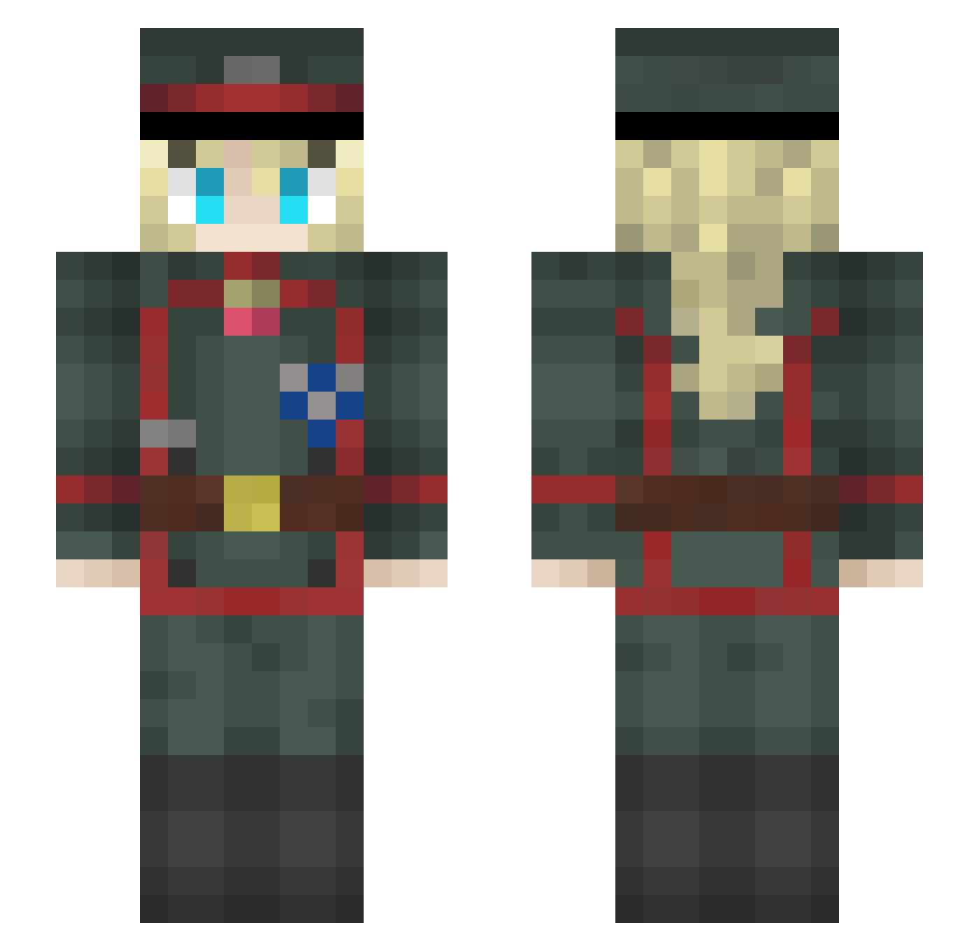 Topzila Minecraft skin, front and back view