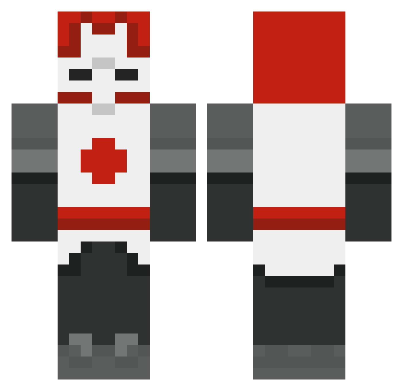 Adamski2912 Minecraft skin, front and back view